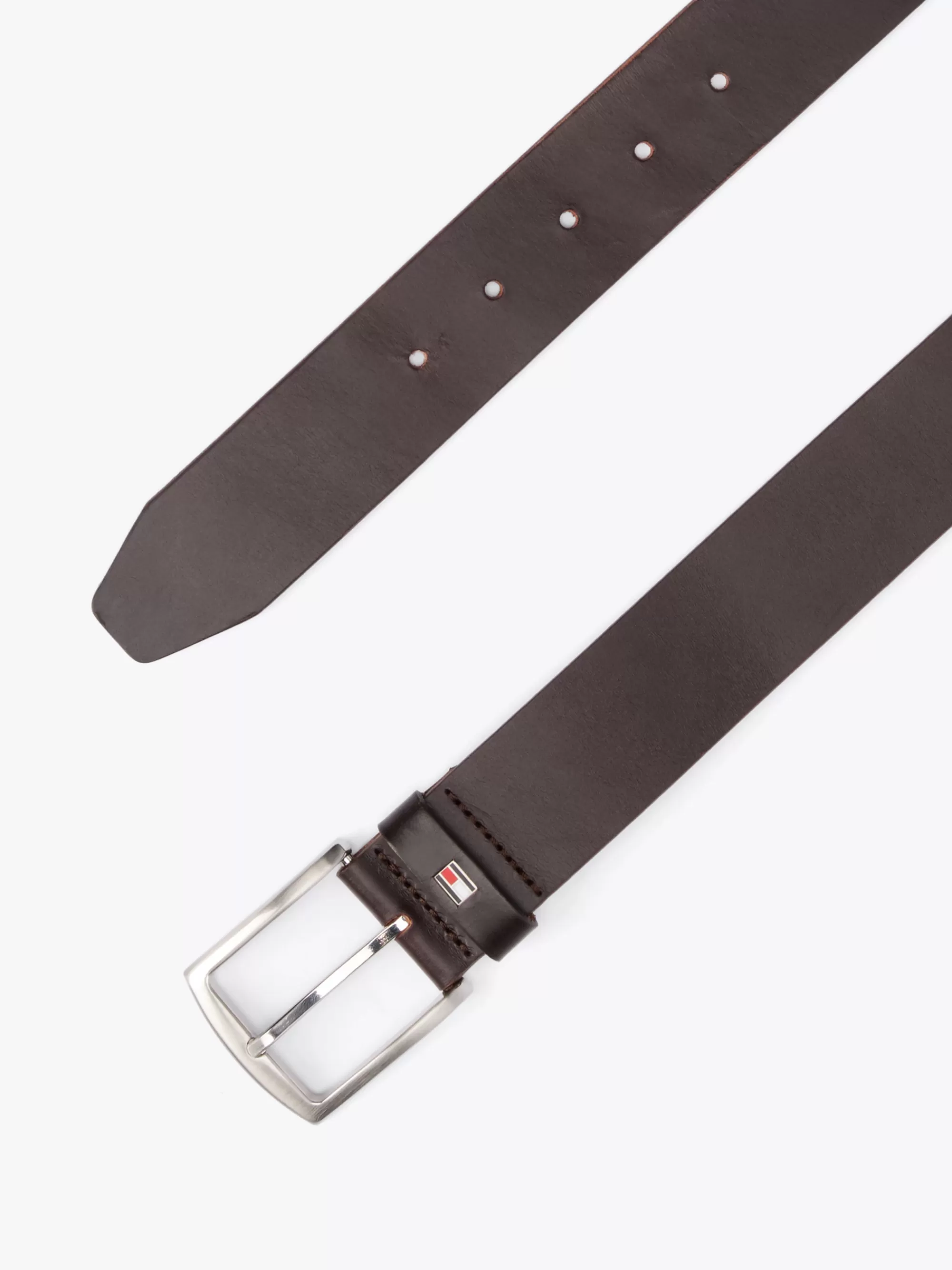 Riemen*Tommy Hilfiger Leren Riem Met Logo DARK BROWN