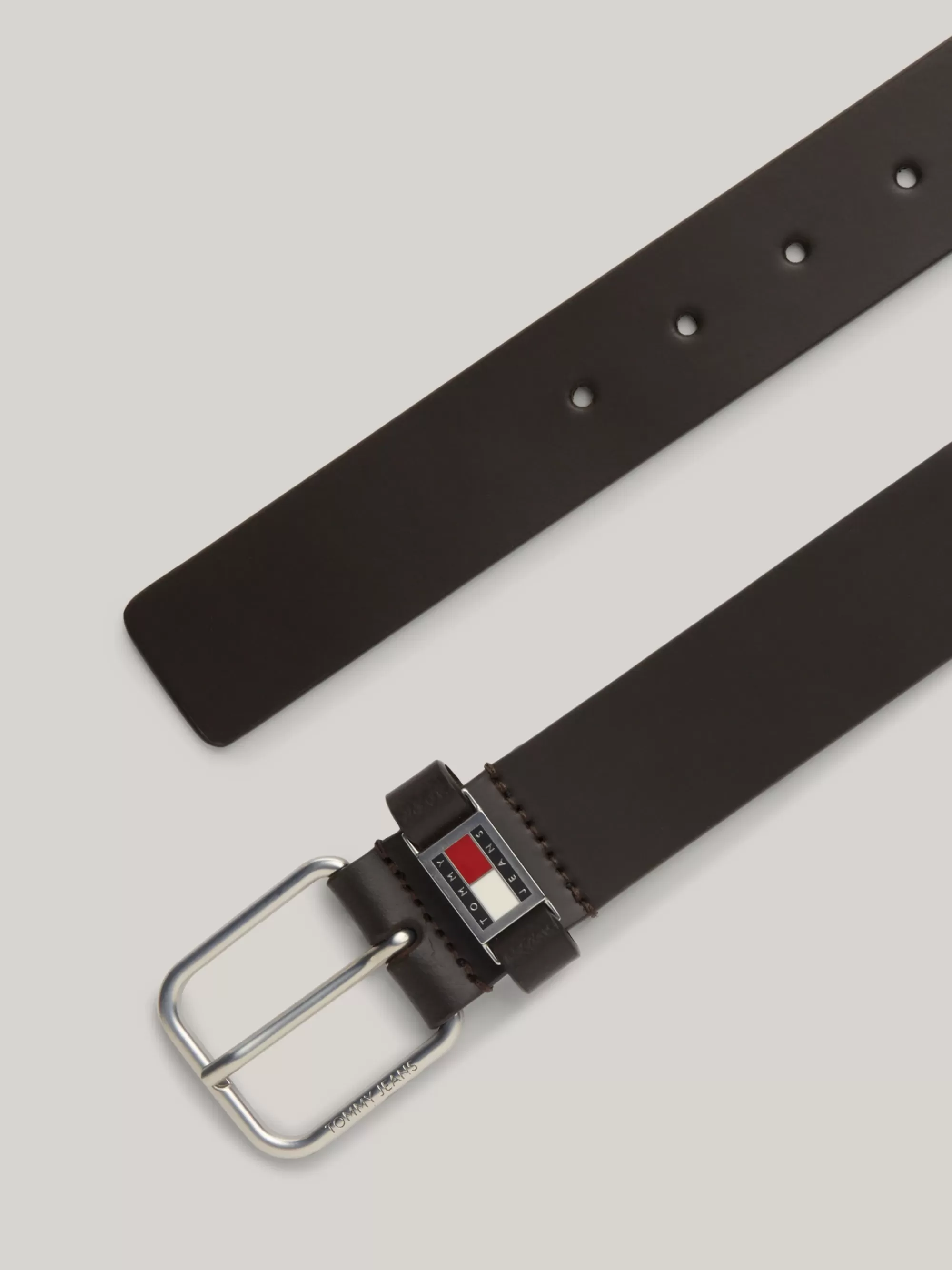 Riemen*Tommy Hilfiger Leren Riem Met Logo DARK BROWN