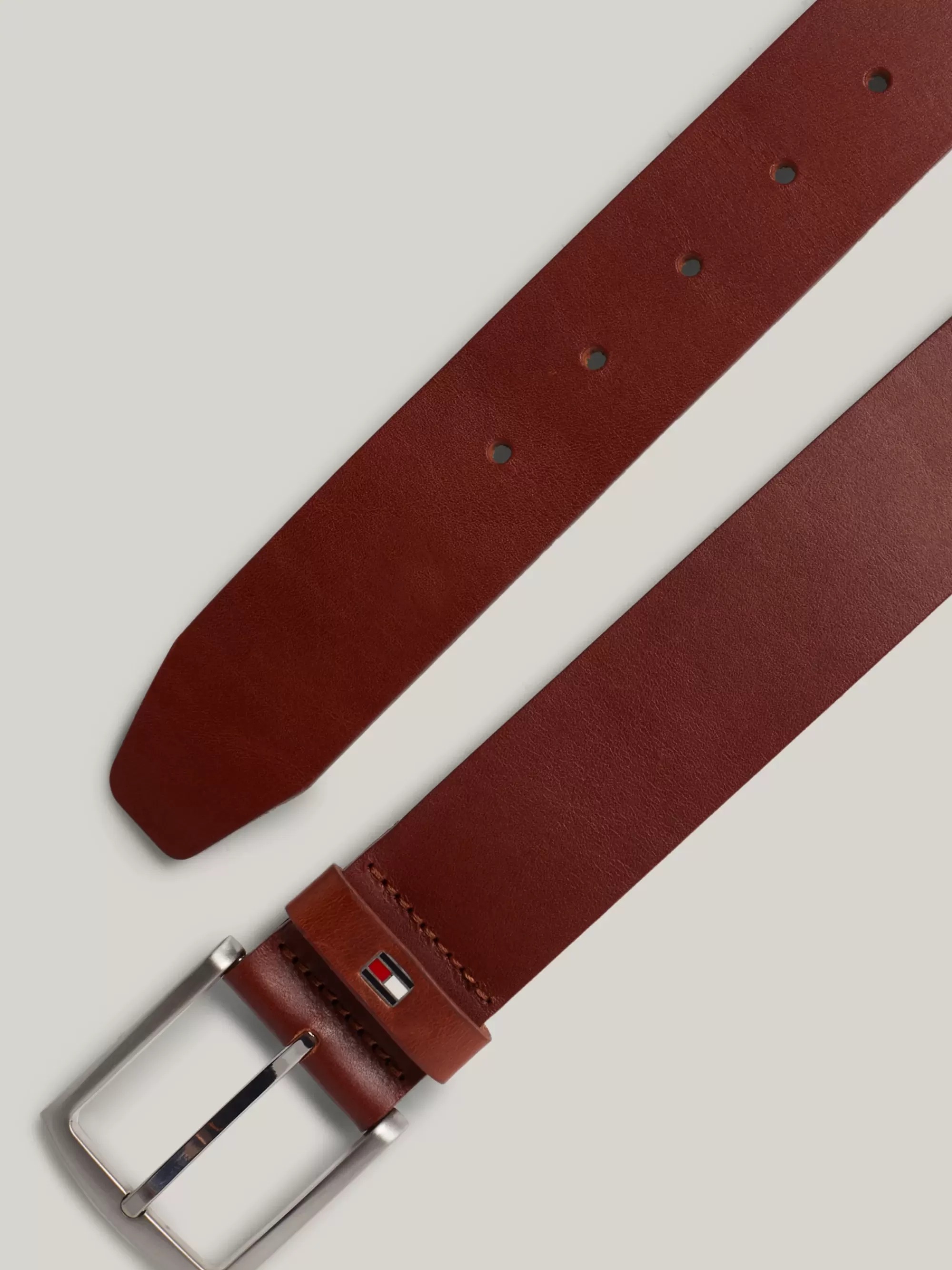 Riemen*Tommy Hilfiger Leren Riem Met Logo DARK TAN