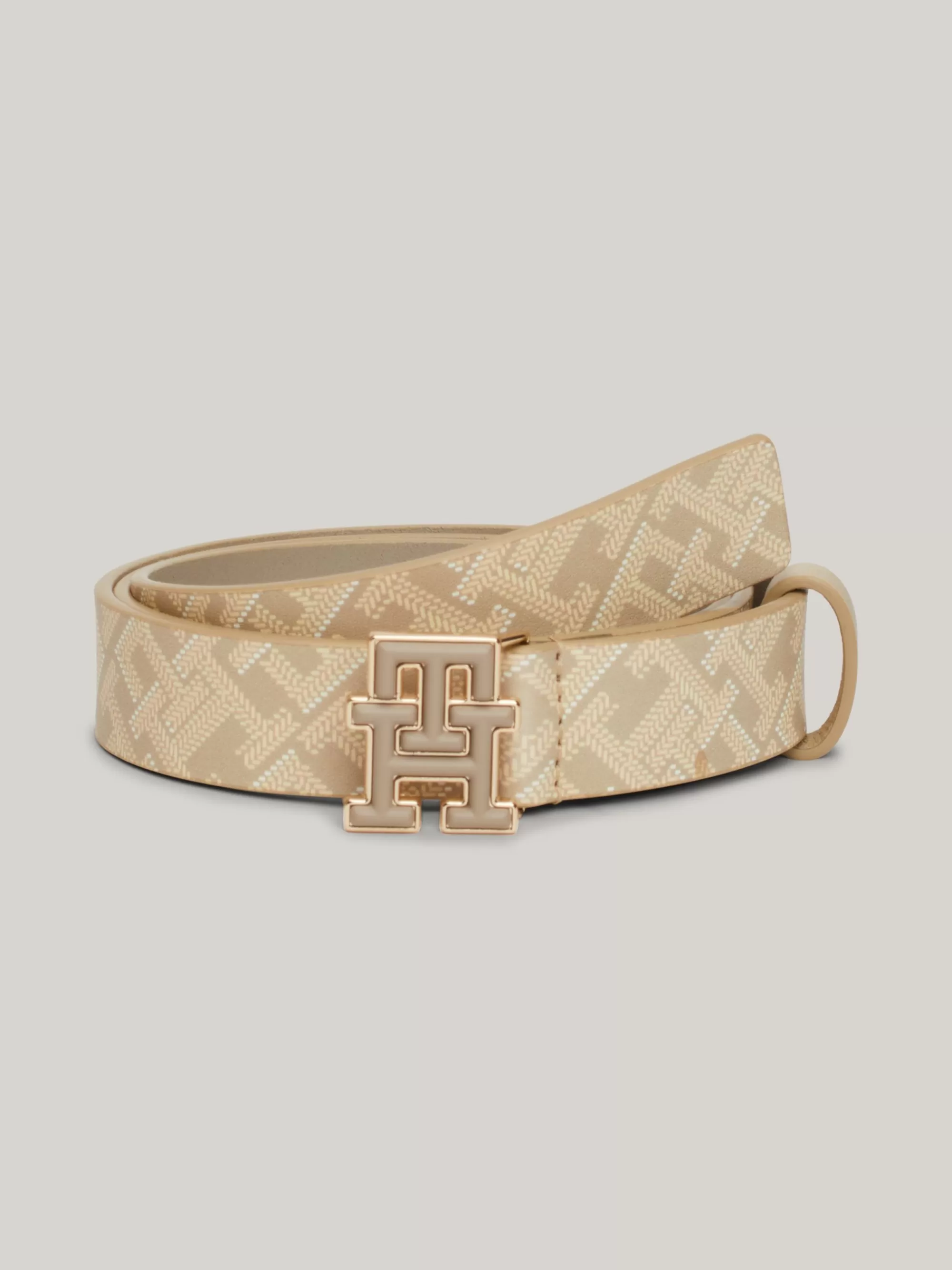 Riemen*Tommy Hilfiger Leren Riem Met Monogramprint BEIGE