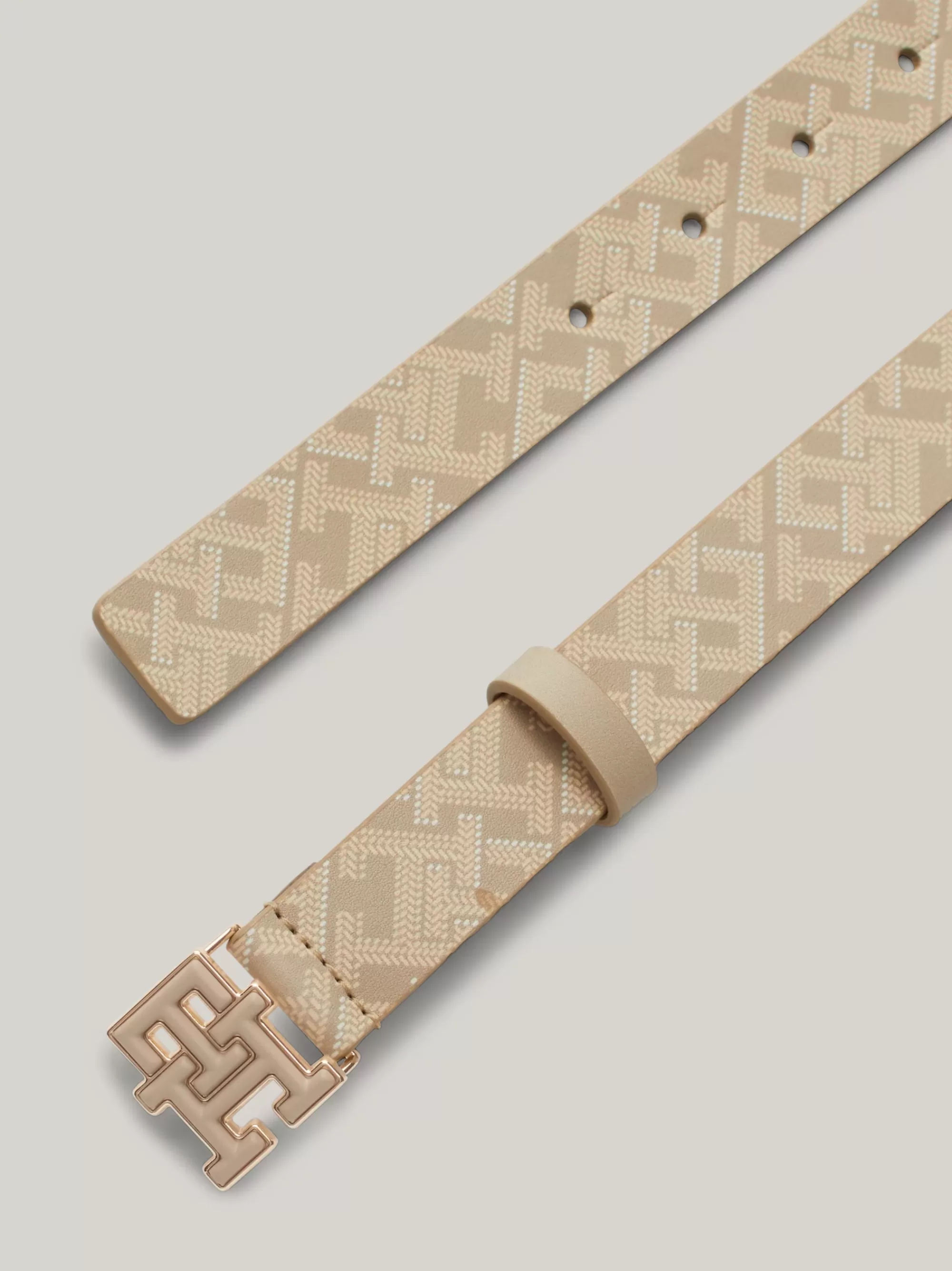 Riemen*Tommy Hilfiger Leren Riem Met Monogramprint BEIGE