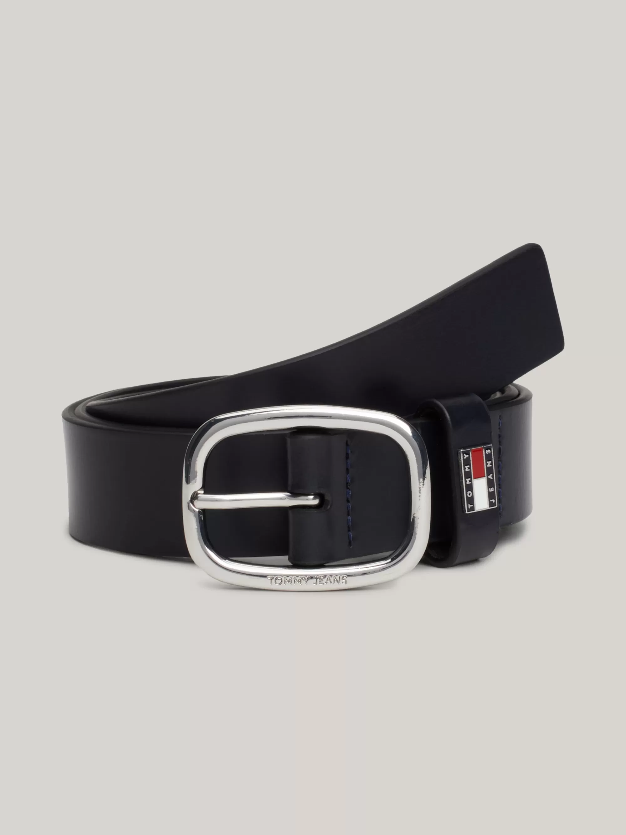 Riemen*Tommy Hilfiger Leren Riem Met Ovale Gesp DARK NIGHT NAVY