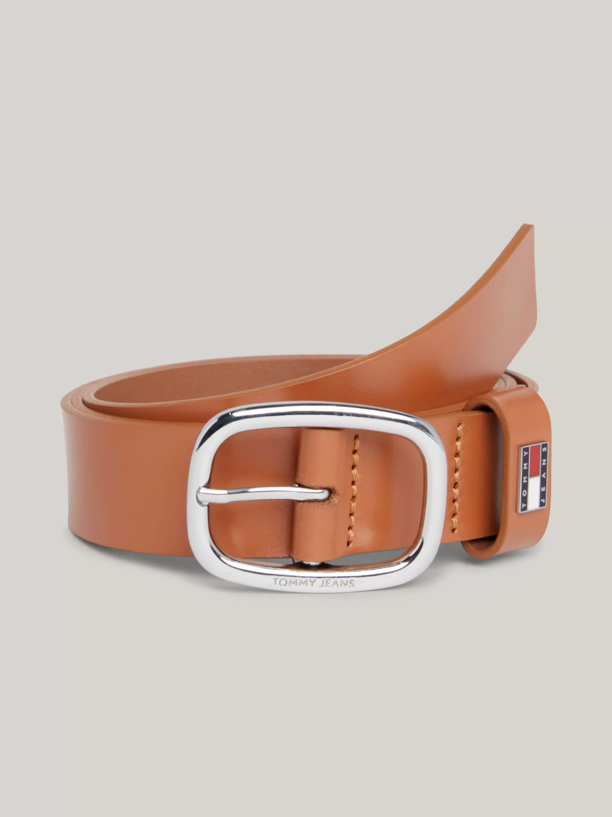 Riemen*Tommy Hilfiger Leren Riem Met Ovale Gesp COGNAC