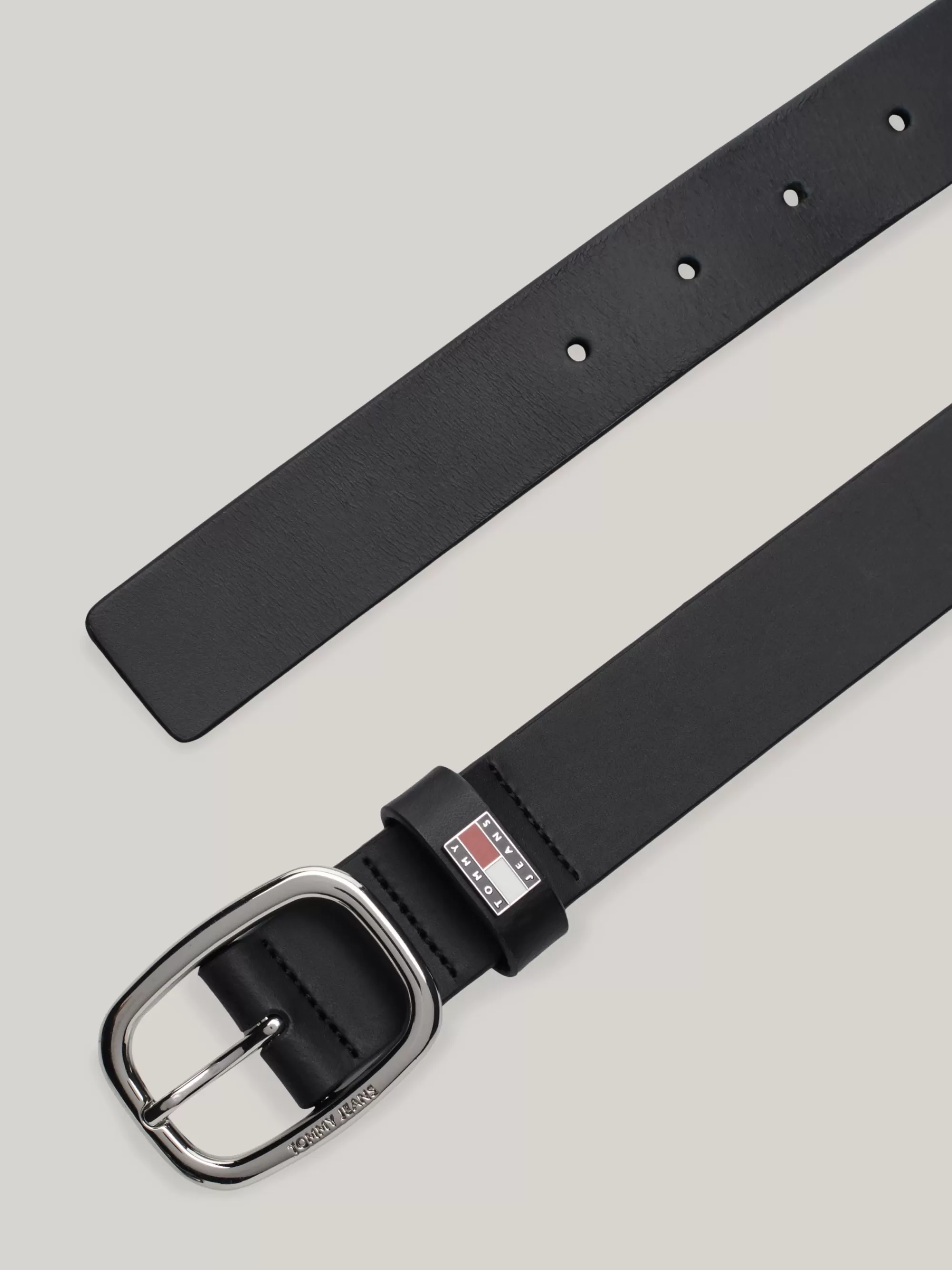 Riemen*Tommy Hilfiger Leren Riem Met Ovale Gesp BLACK