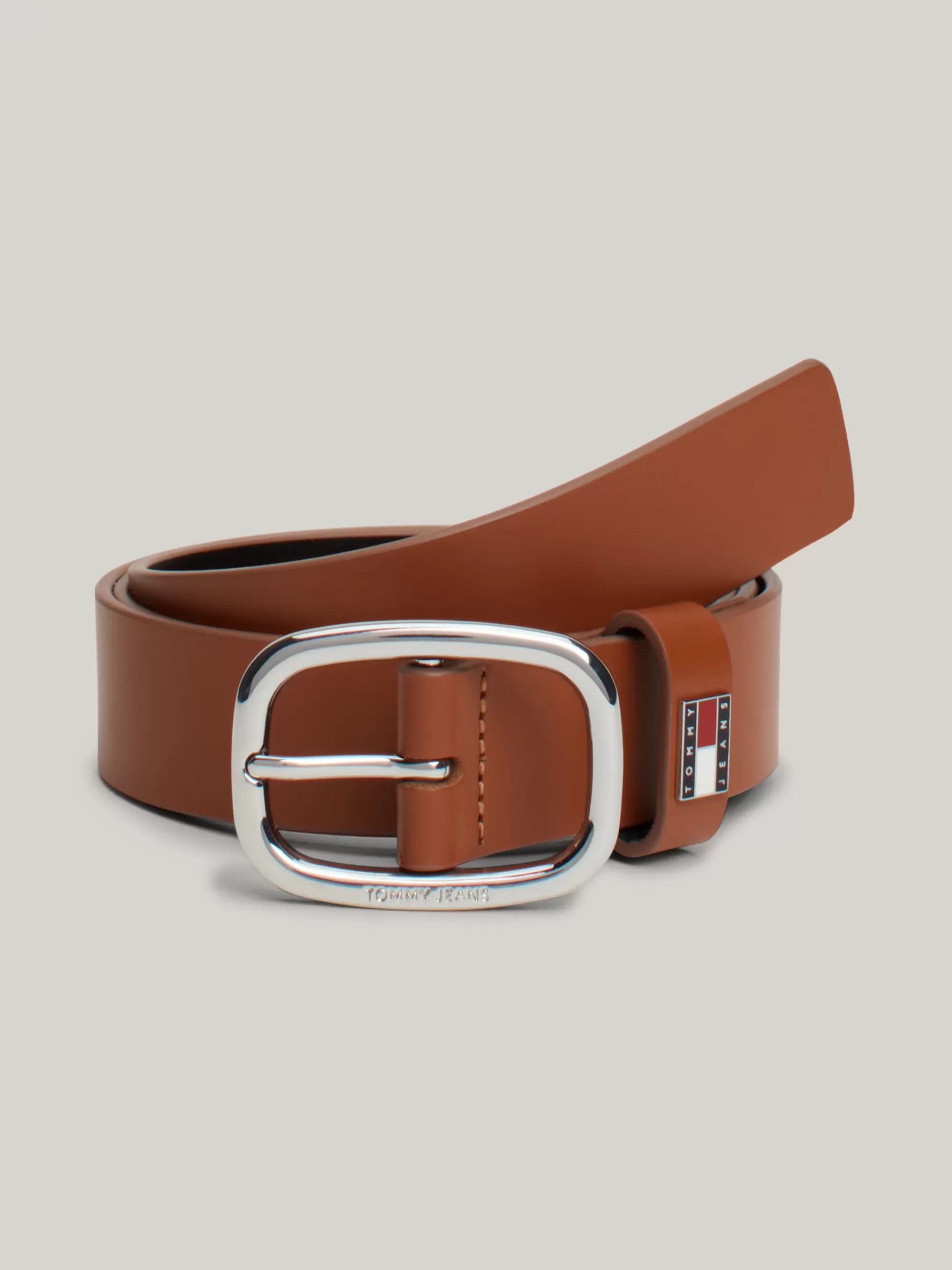 Riemen*Tommy Hilfiger Leren Riem Met Ovale Gesp COGNAC