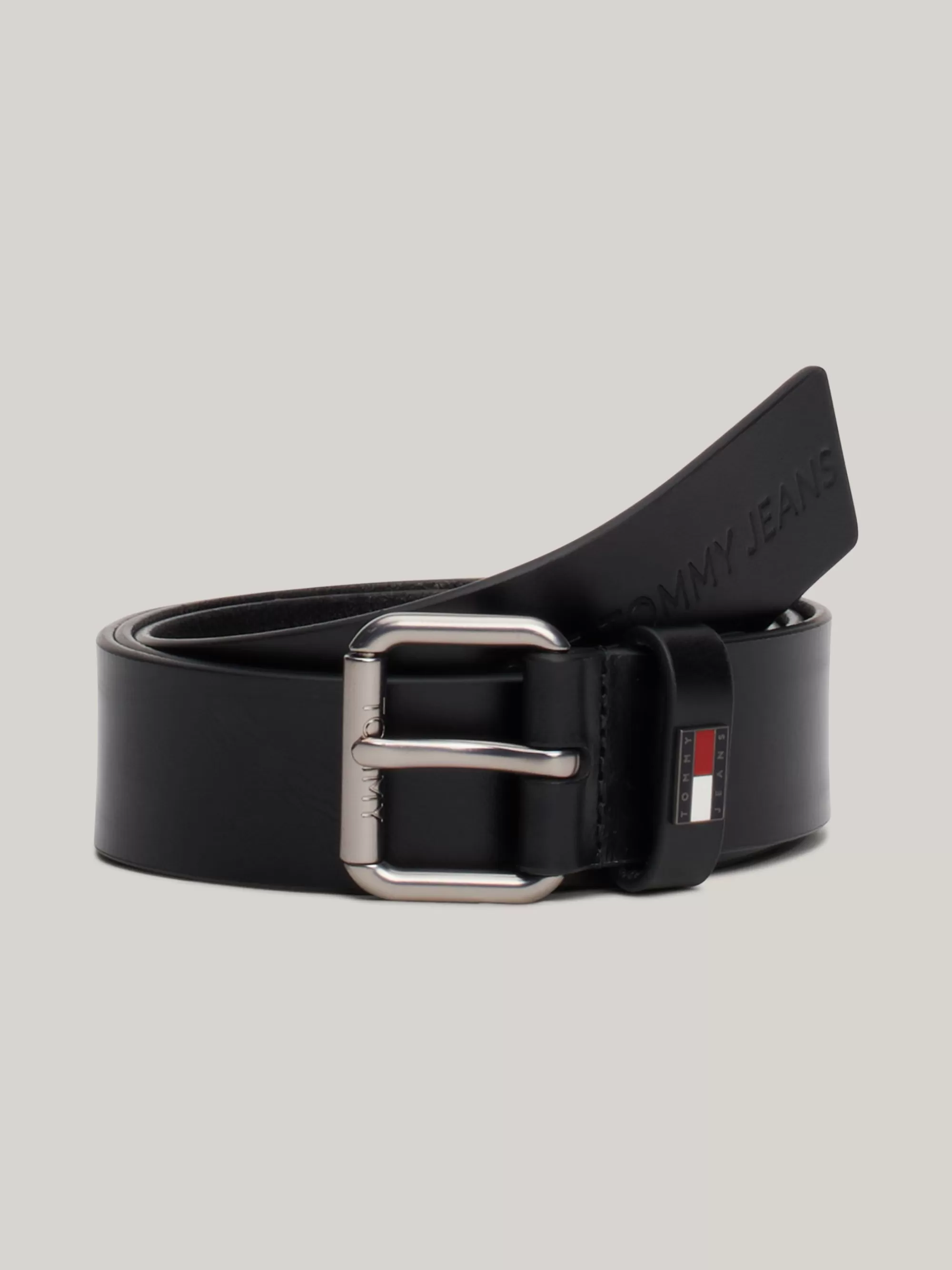 Riemen*Tommy Hilfiger Leren Riem Met Rolgesp BLACK