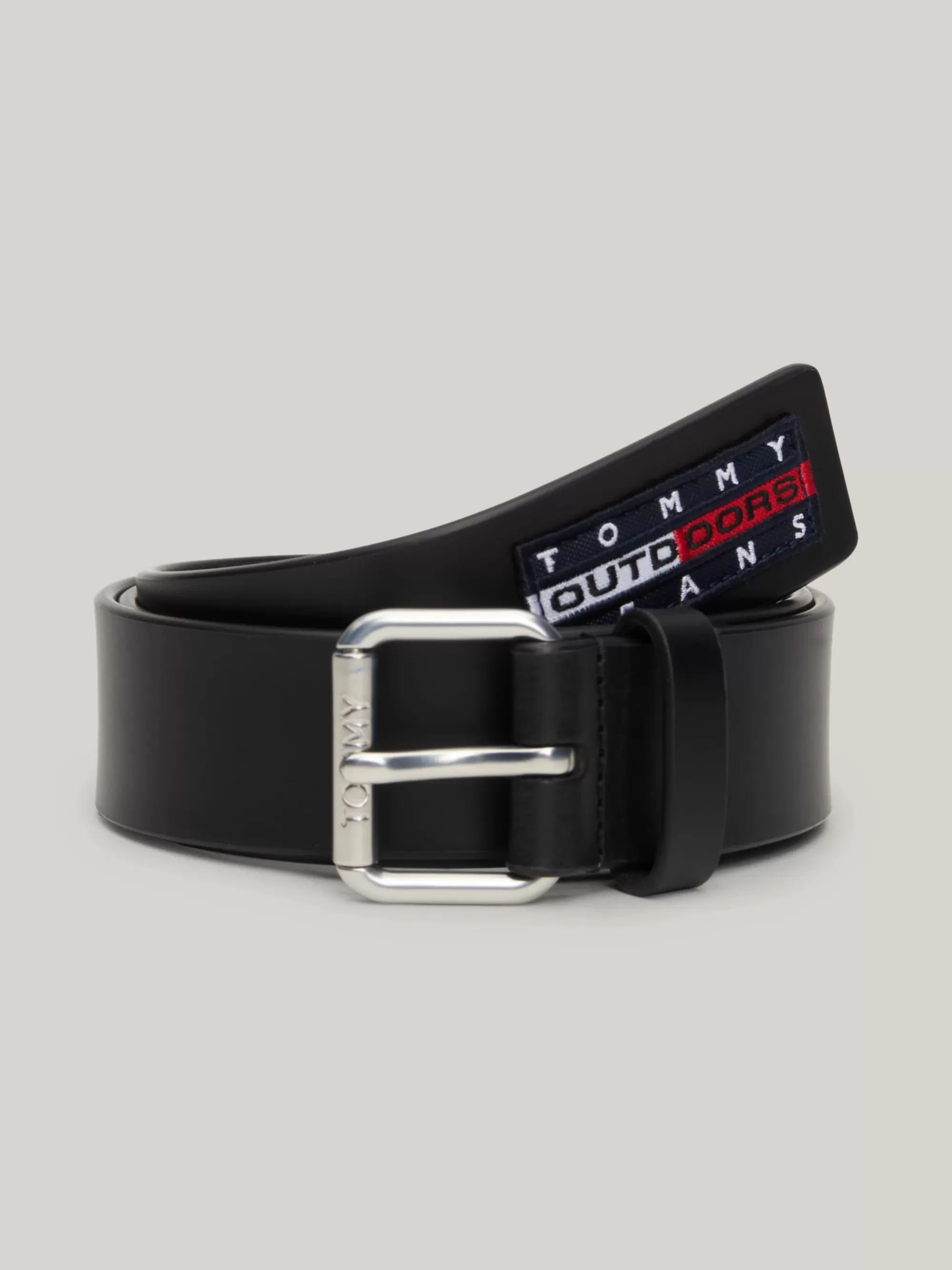 Riemen*Tommy Hilfiger Leren Riem Met Rolgesp En Logopatch BLACK