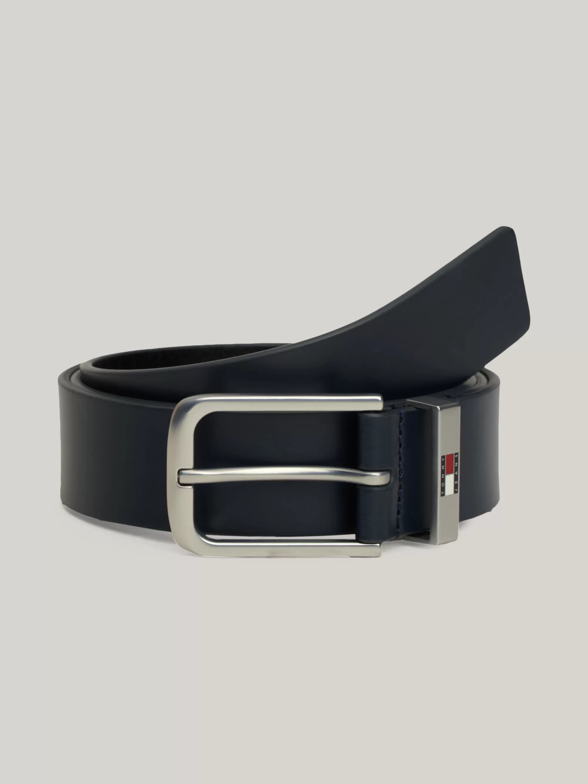 Riemen*Tommy Hilfiger Leren Riem Met Ronde Gesp En Logo DARK NIGHT NAVY