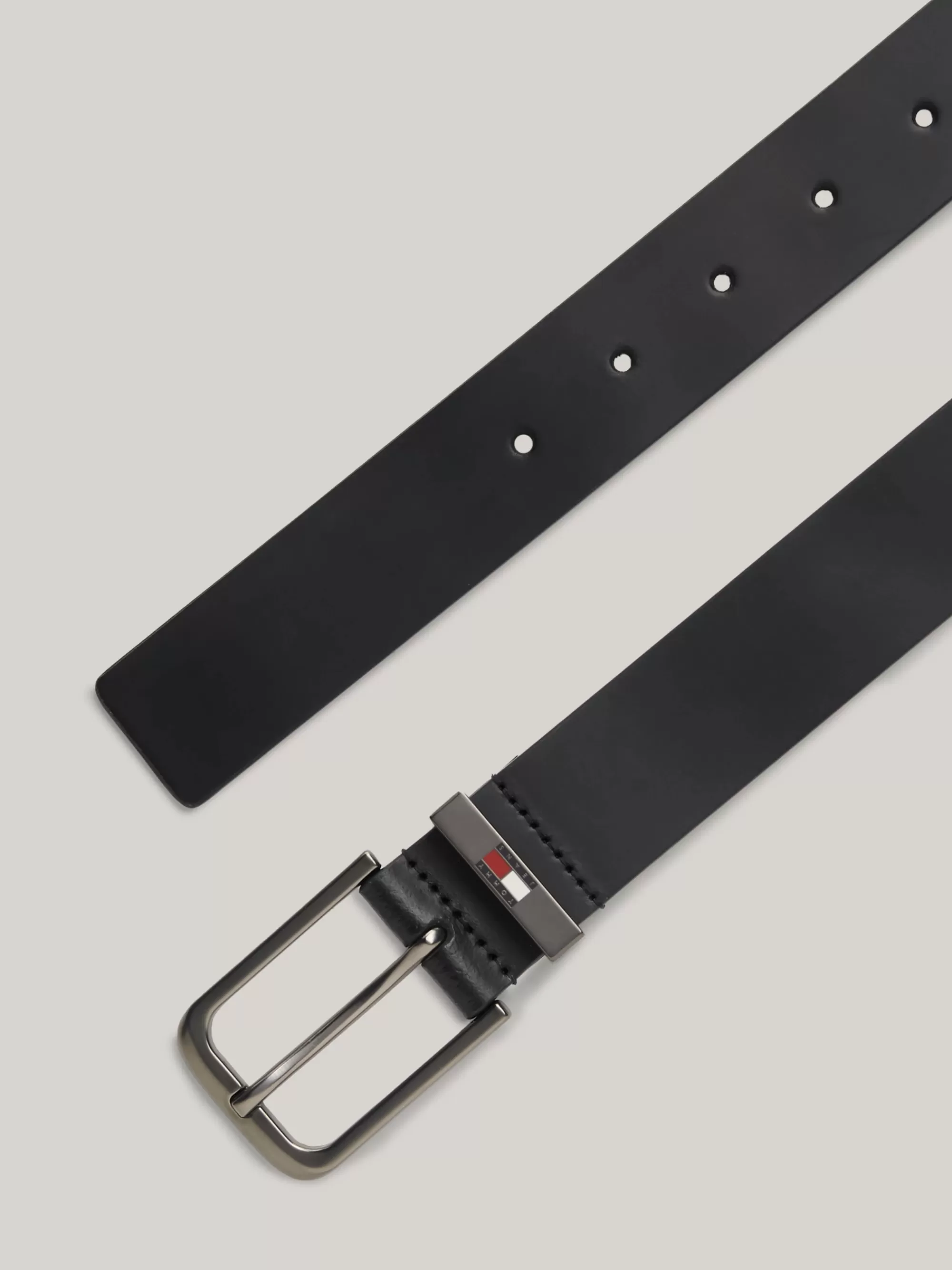 Riemen*Tommy Hilfiger Leren Riem Met Ronde Gesp En Logo BLACK