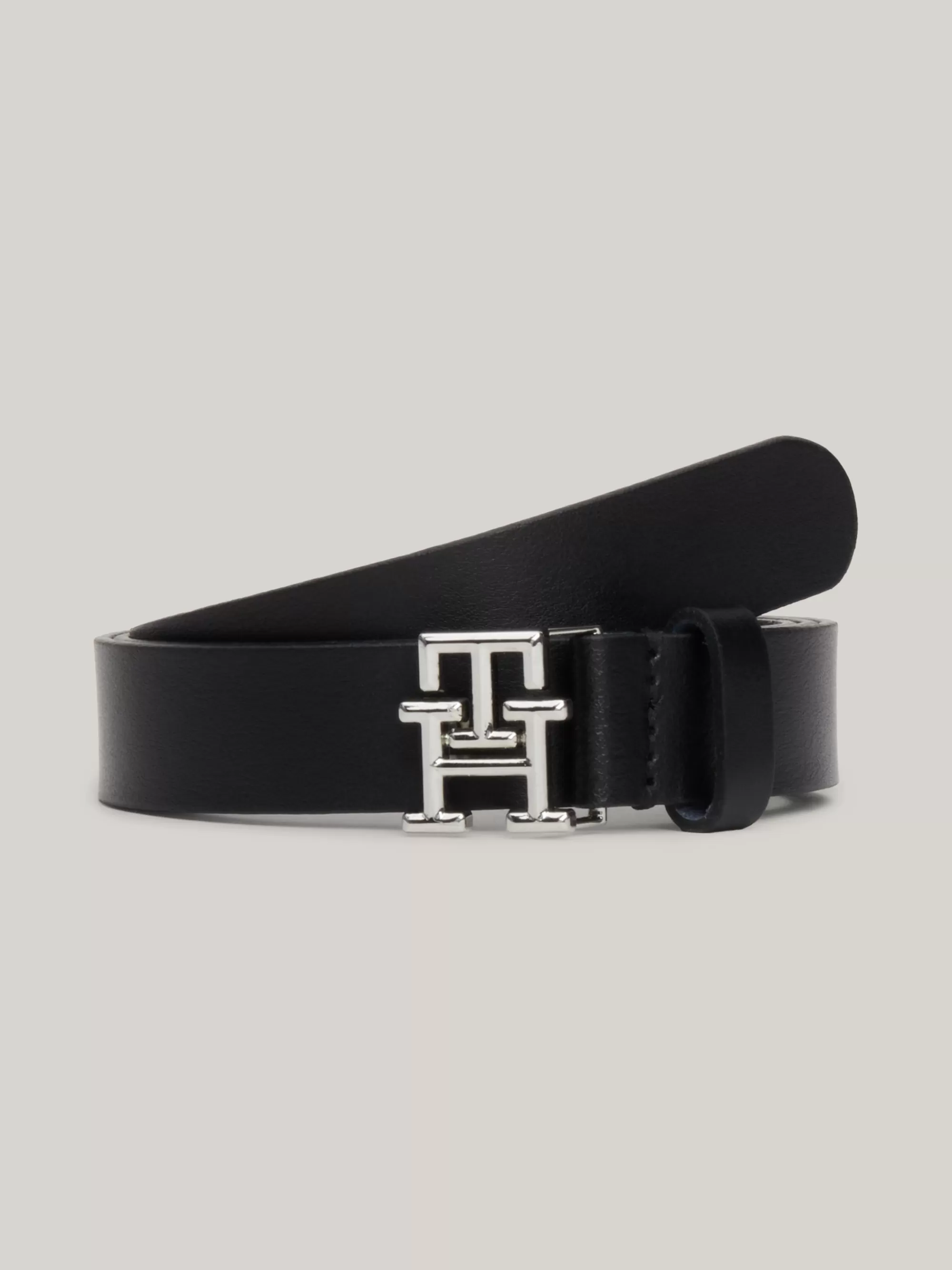 Riemen*Tommy Hilfiger Leren Riem Met TH-embleem BLACK
