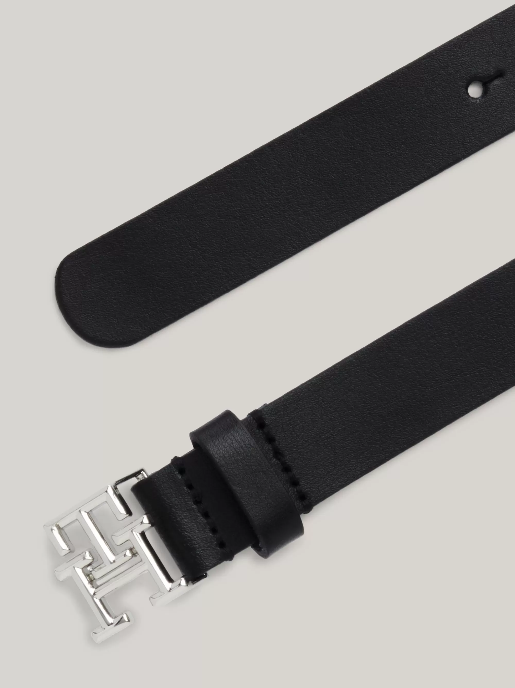 Riemen*Tommy Hilfiger Leren Riem Met TH-embleem BLACK