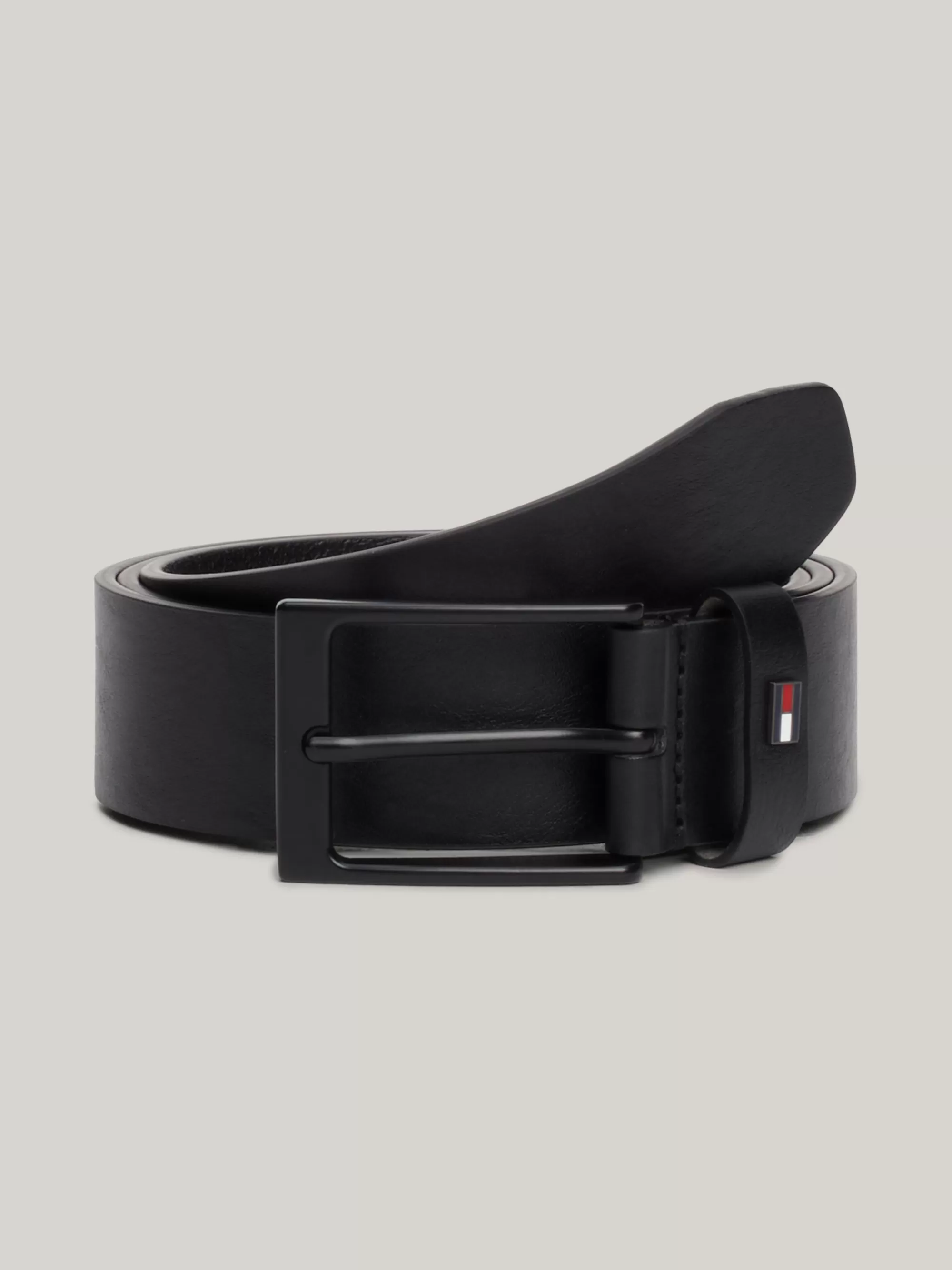 Riemen*Tommy Hilfiger Leren Riem Met Ton-sur-ton Gesp BLACK