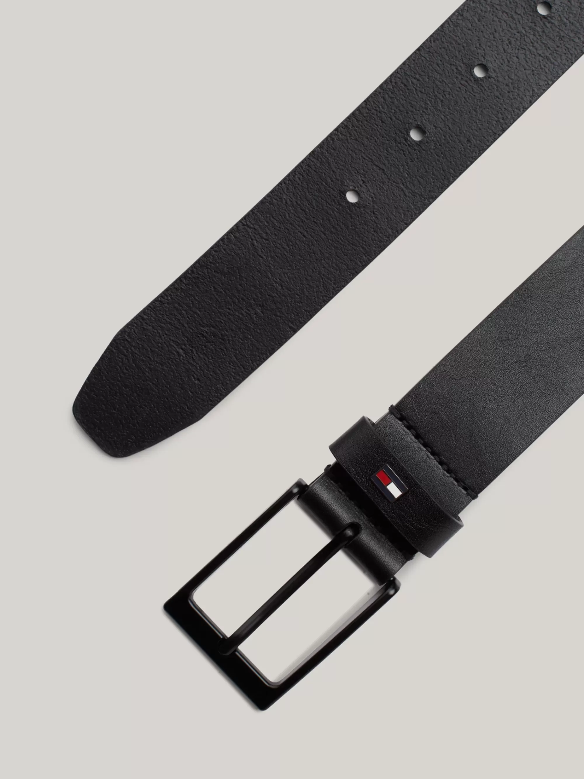 Riemen*Tommy Hilfiger Leren Riem Met Ton-sur-ton Gesp BLACK