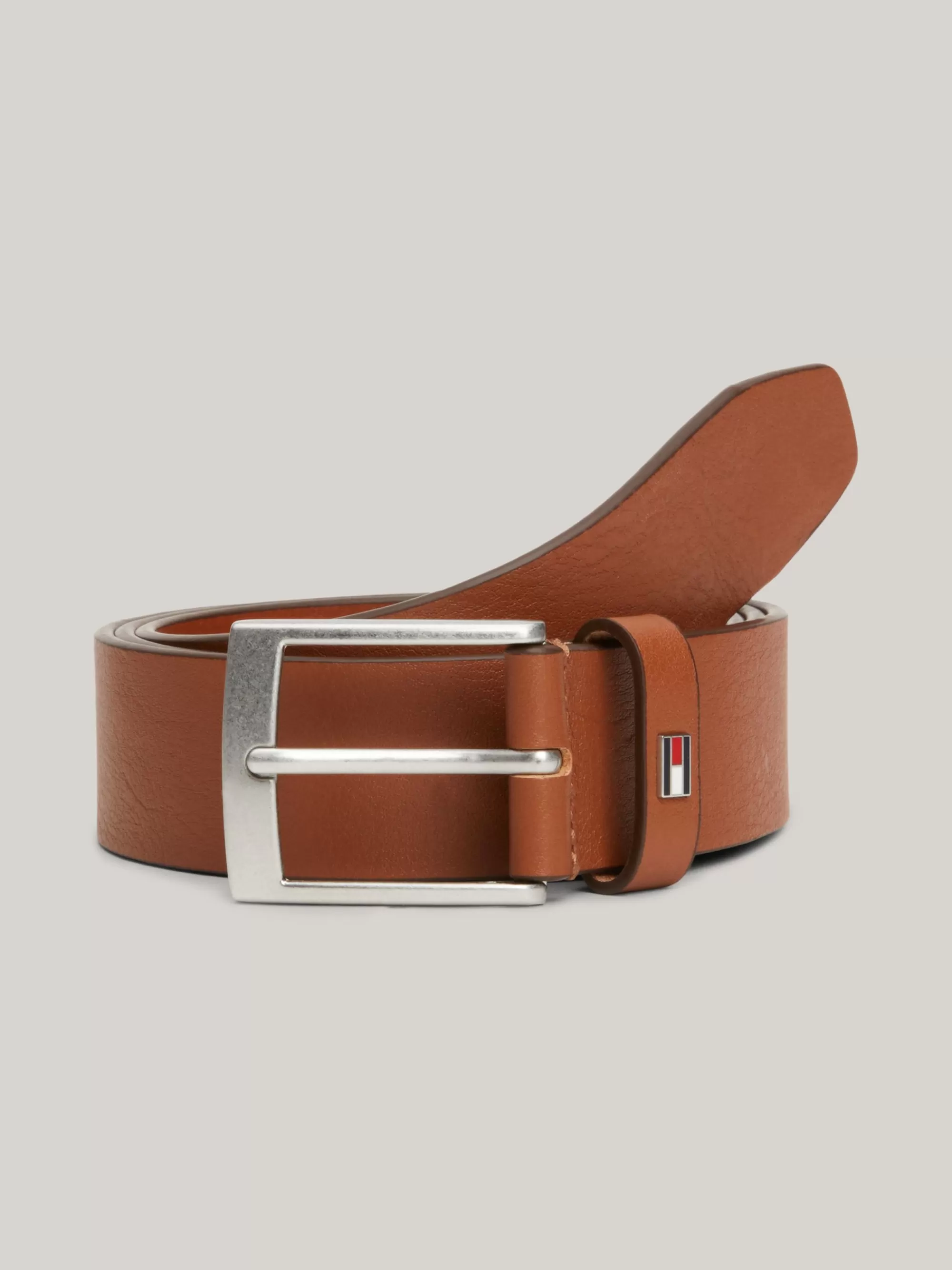 Riemen*Tommy Hilfiger Leren Riem Met Vierkante Gesp TAN