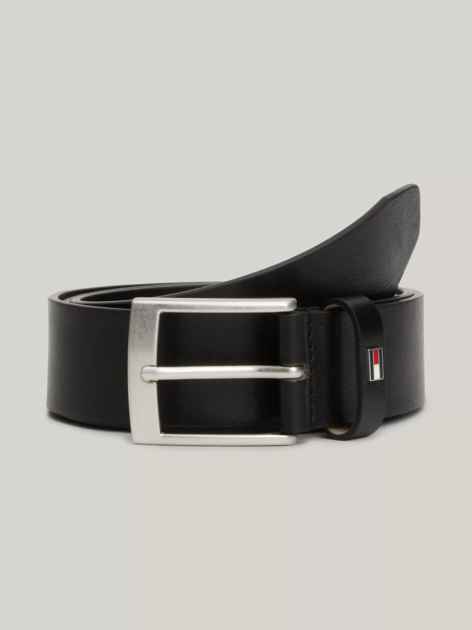Riemen*Tommy Hilfiger Leren Riem Met Vierkante Gesp BLACK