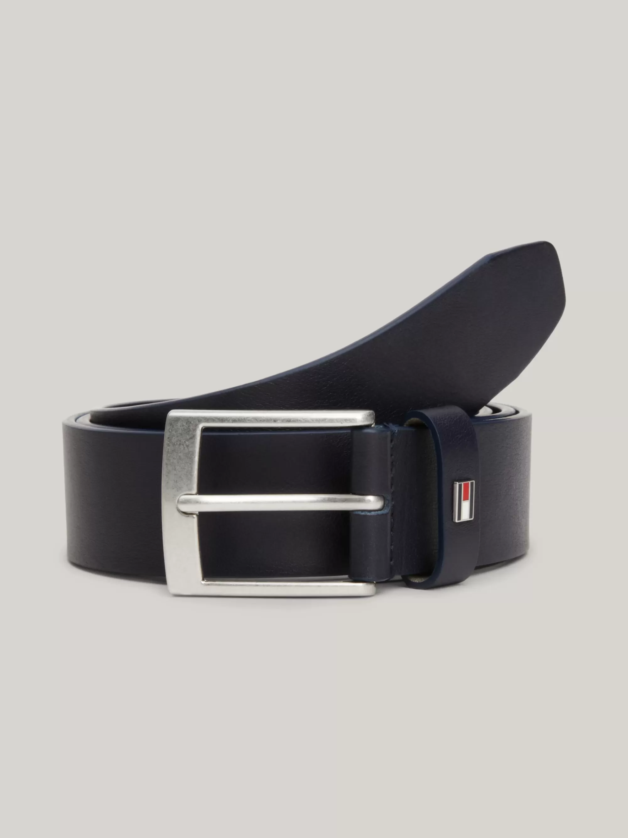 Riemen*Tommy Hilfiger Leren Riem Met Vierkante Gesp SPACE BLUE