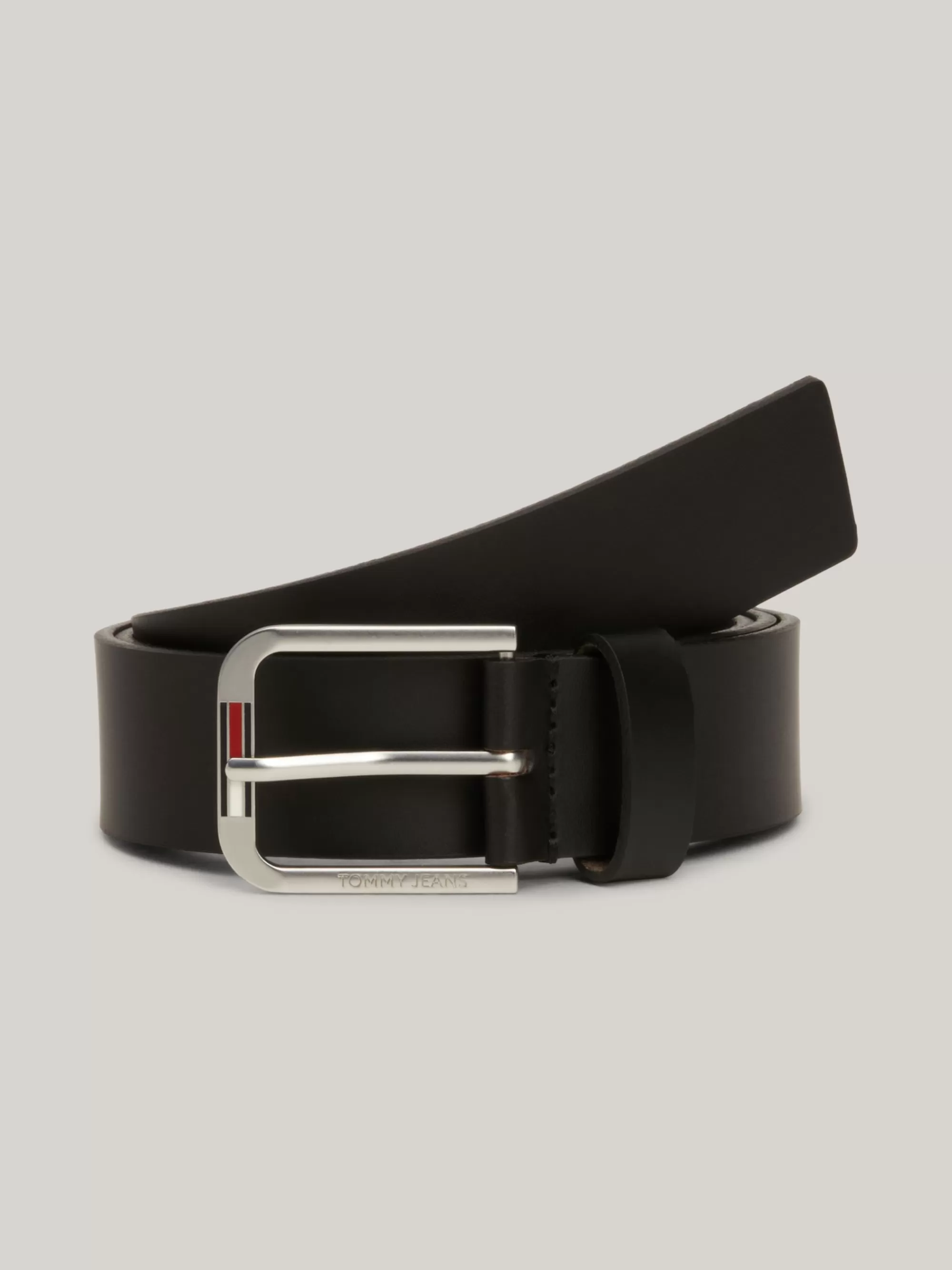 Riemen*Tommy Hilfiger Leren Riem Met Vierkante Gesp BLACK