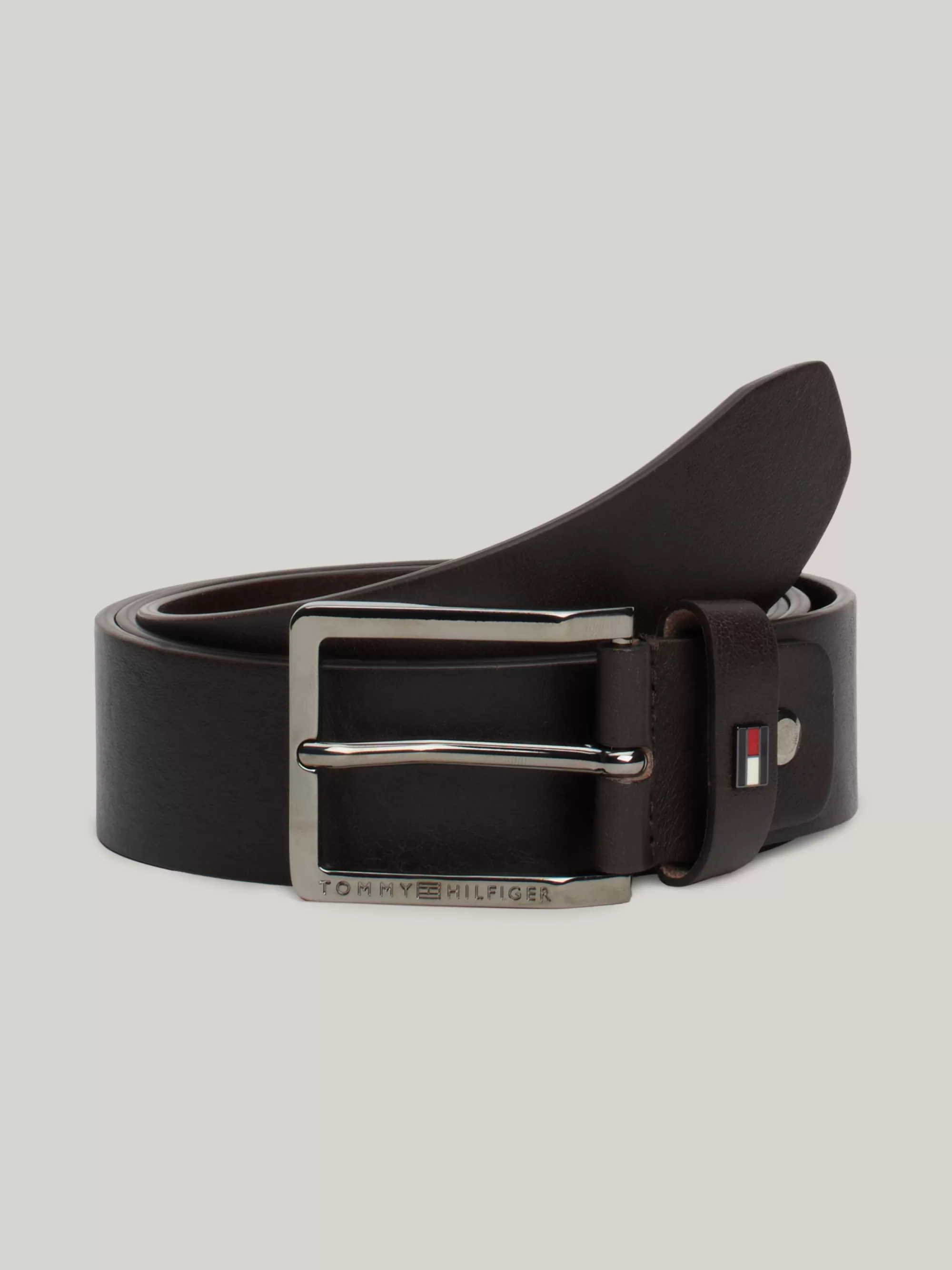 Riemen*Tommy Hilfiger Leren Riem Met Vierkante Gesp TESTI DI MORO