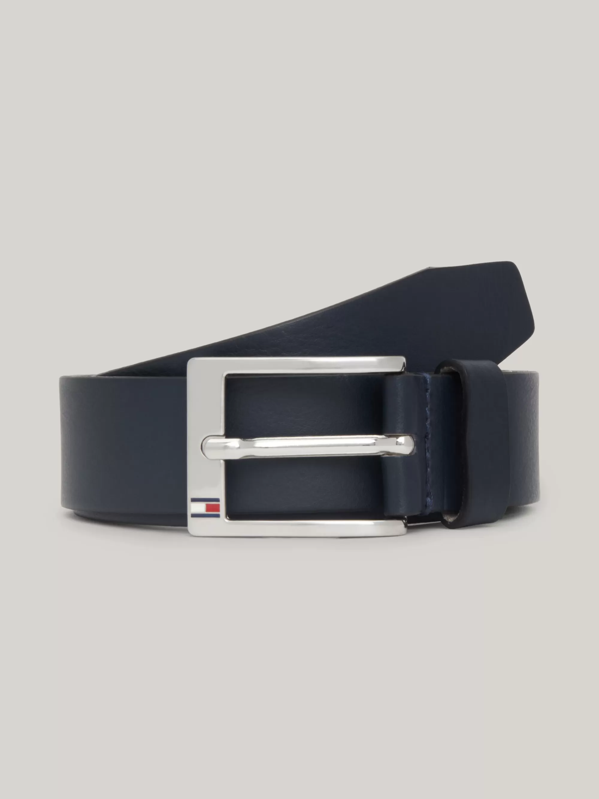 Riemen*Tommy Hilfiger Leren Riem Met Vierkante Gesp MIDNIGHT