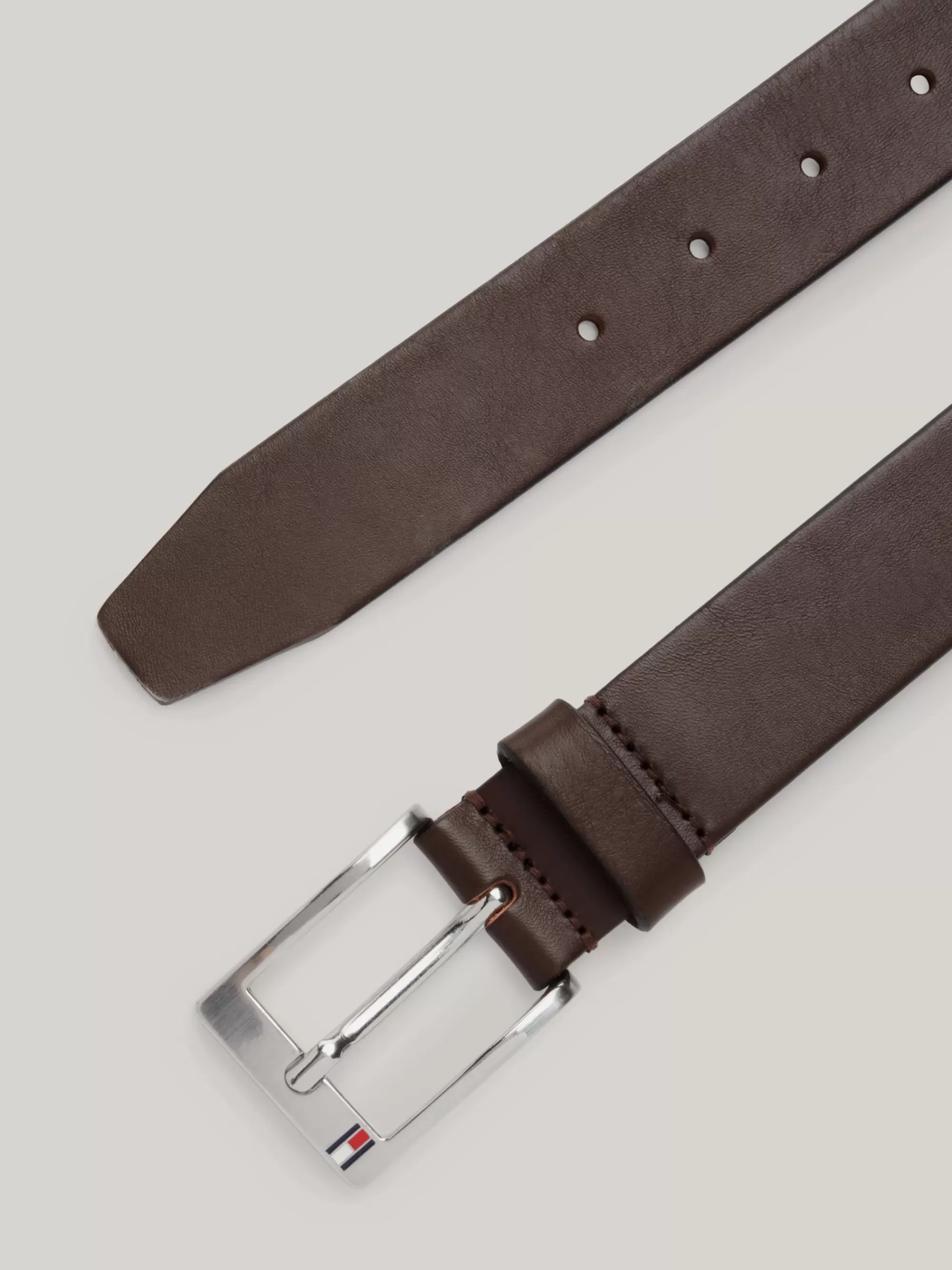 Riemen*Tommy Hilfiger Leren Riem Met Vierkante Gesp DARK BROWN