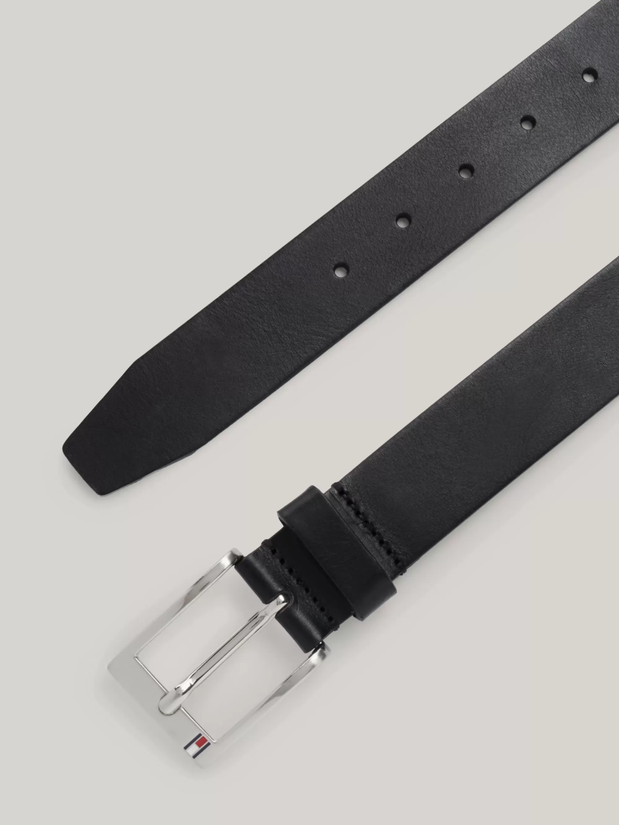 Riemen*Tommy Hilfiger Leren Riem Met Vierkante Gesp BLACK