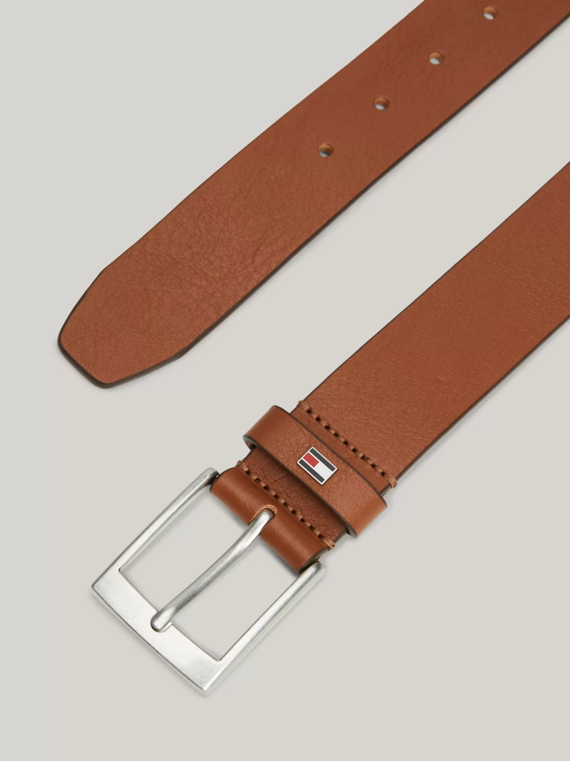 Riemen*Tommy Hilfiger Leren Riem Met Vierkante Gesp TAN
