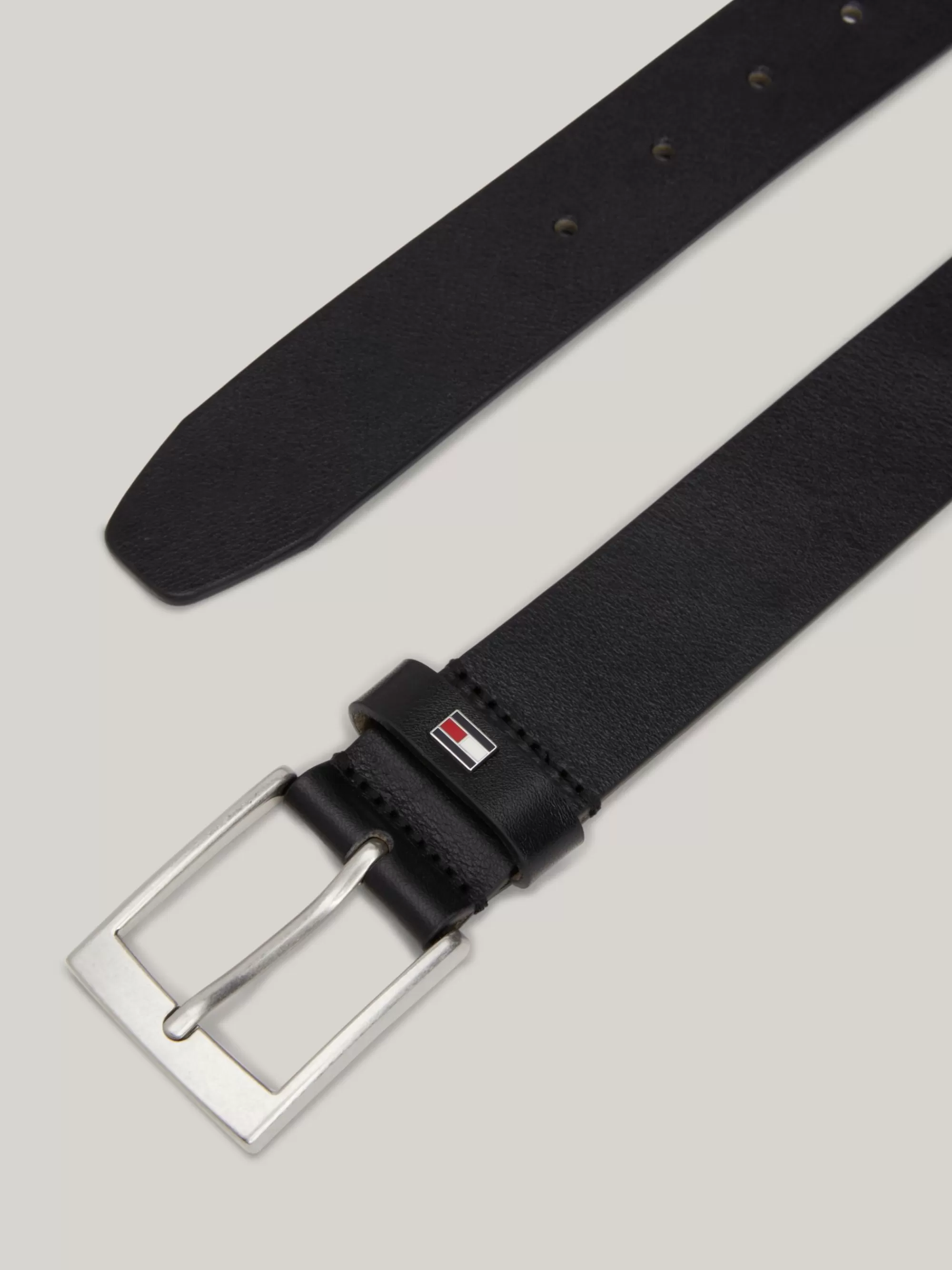 Riemen*Tommy Hilfiger Leren Riem Met Vierkante Gesp BLACK