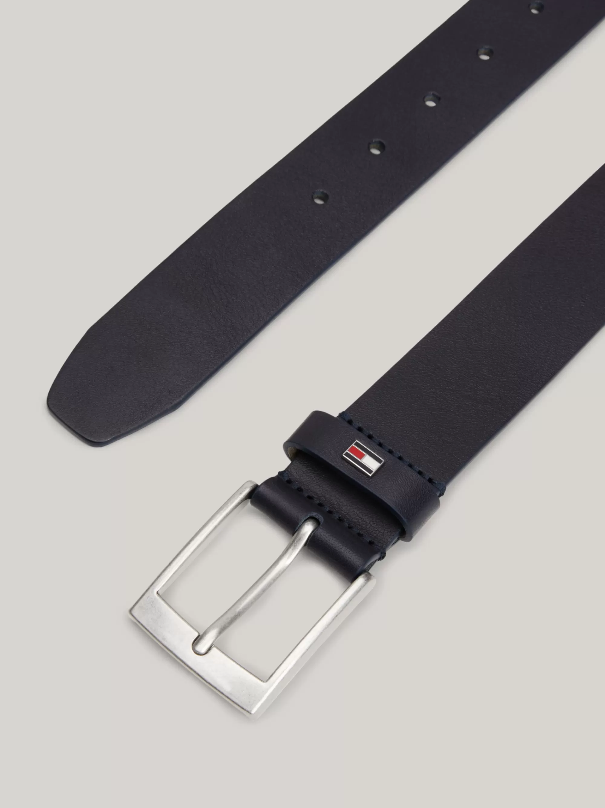 Riemen*Tommy Hilfiger Leren Riem Met Vierkante Gesp SPACE BLUE