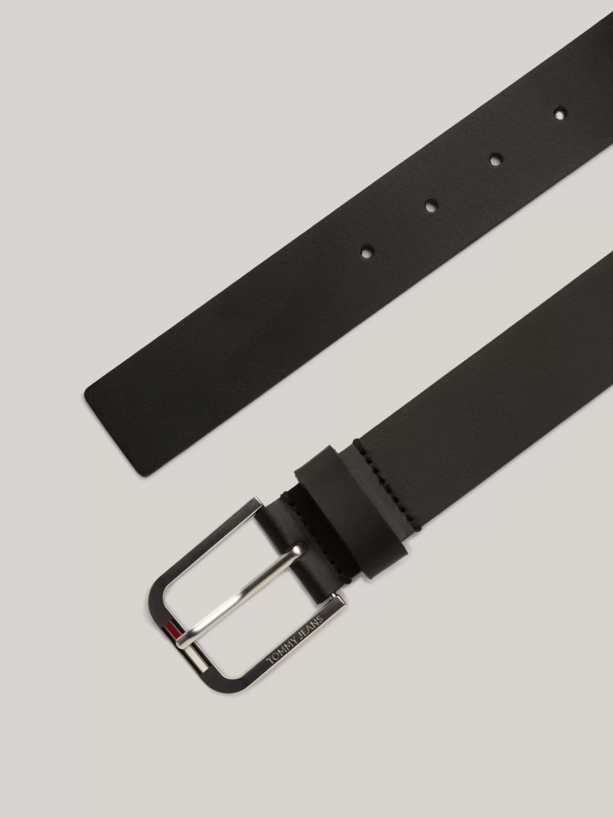 Riemen*Tommy Hilfiger Leren Riem Met Vierkante Gesp BLACK