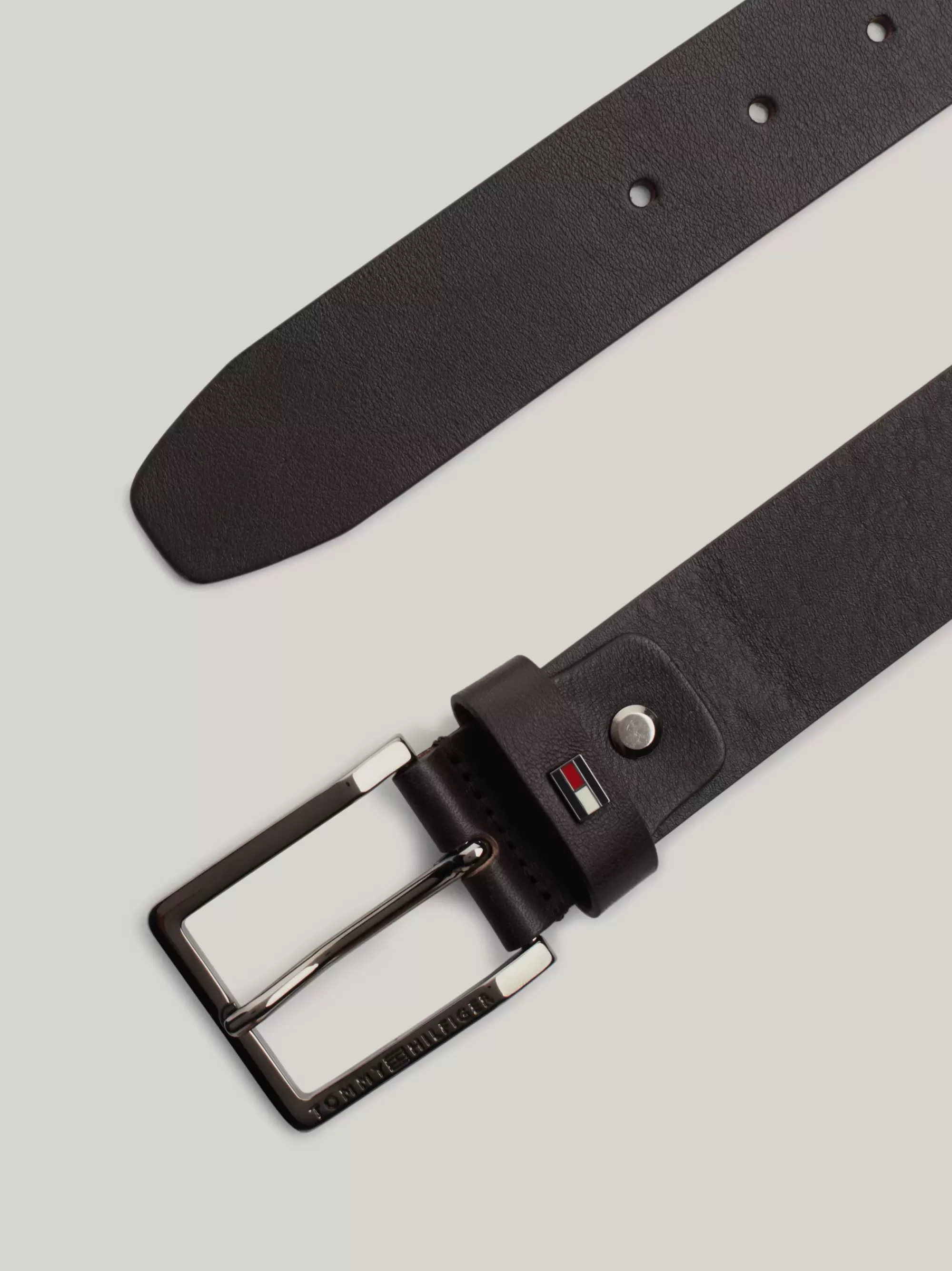 Riemen*Tommy Hilfiger Leren Riem Met Vierkante Gesp TESTI DI MORO