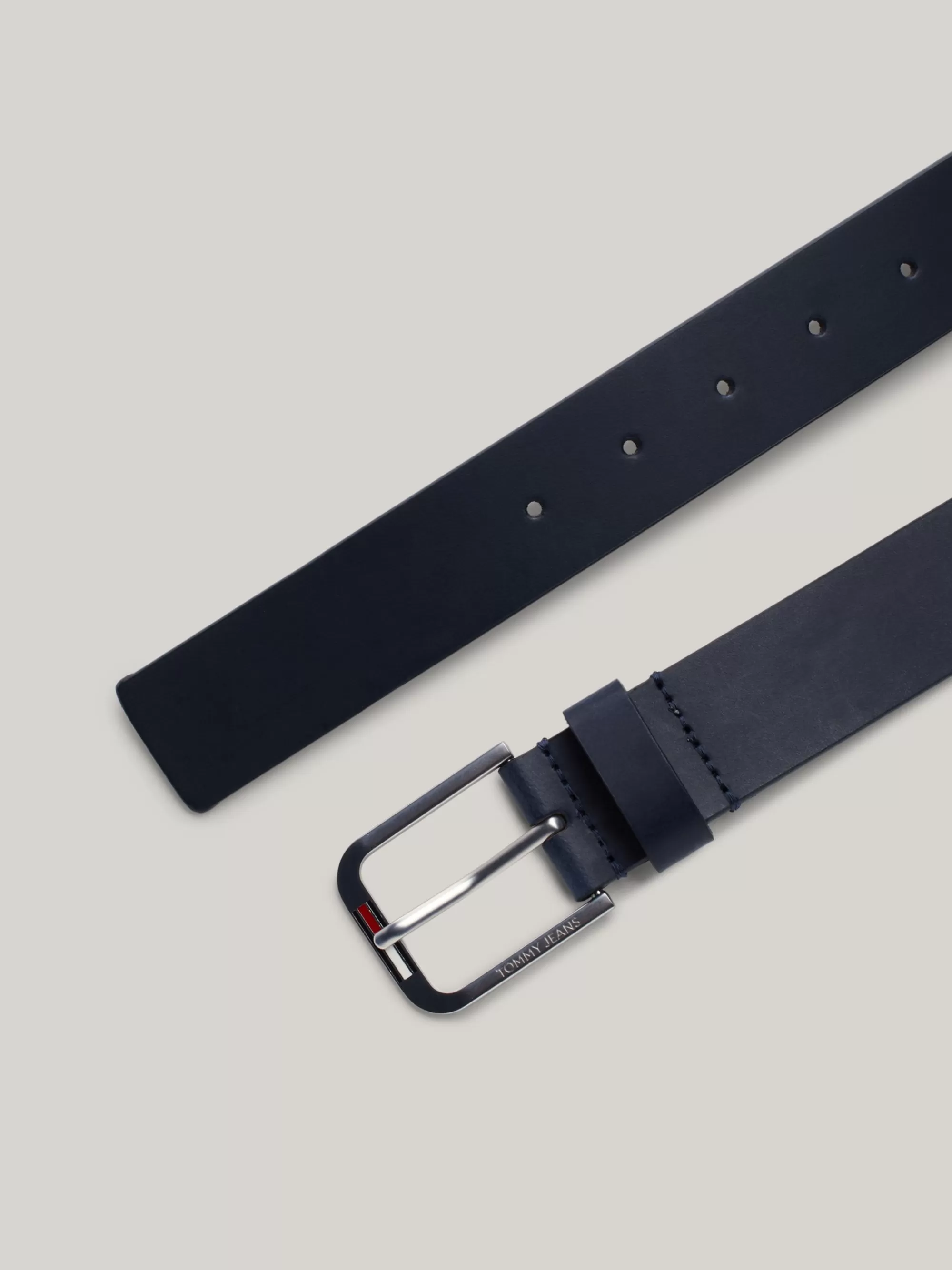 Riemen*Tommy Hilfiger Leren Riem Met Vierkante Gesp DARK NIGHT NAVY