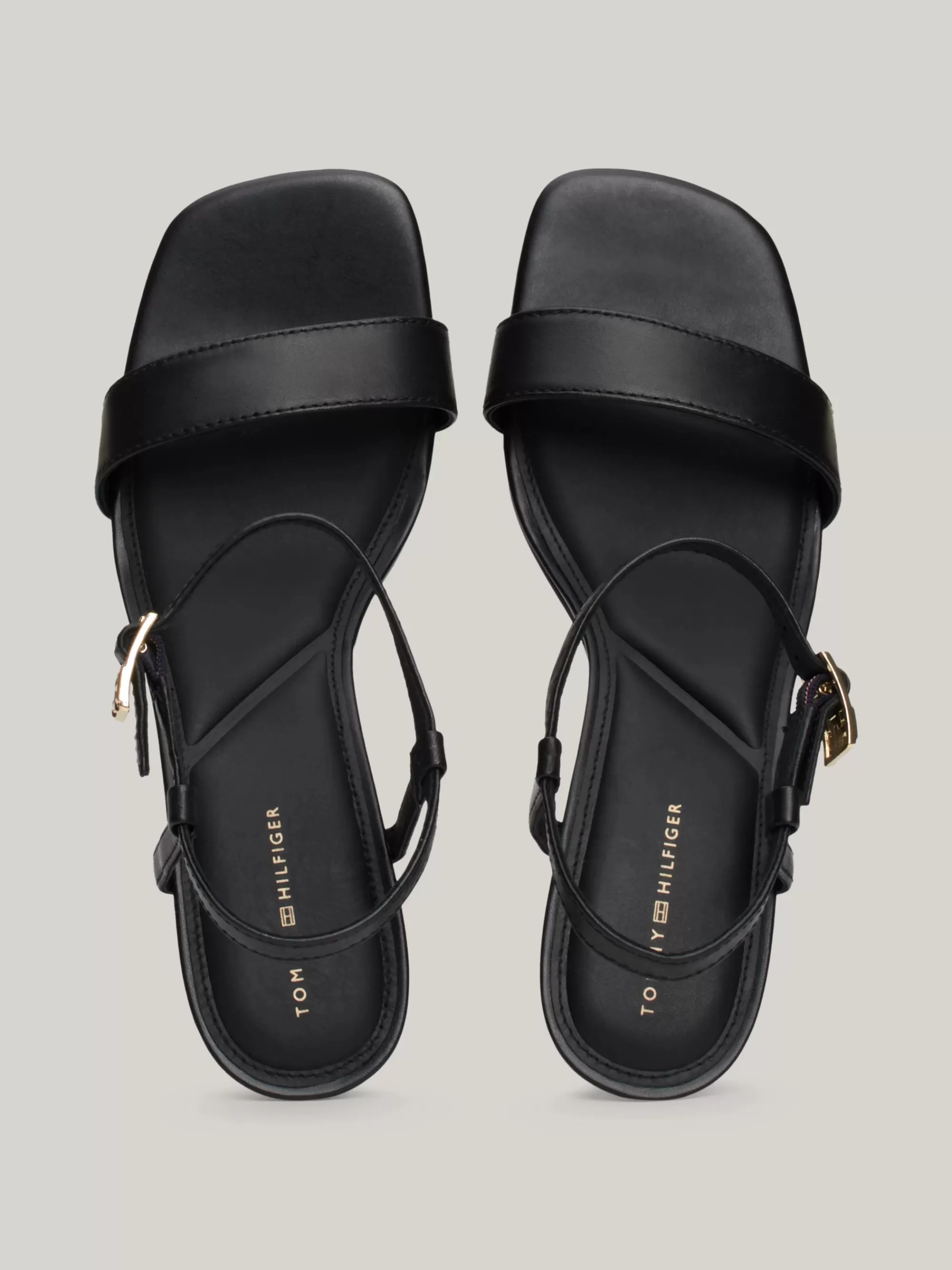 Sandalen*Tommy Hilfiger Leren Sandaal Met Kitten Heel En TH-monogram BLACK