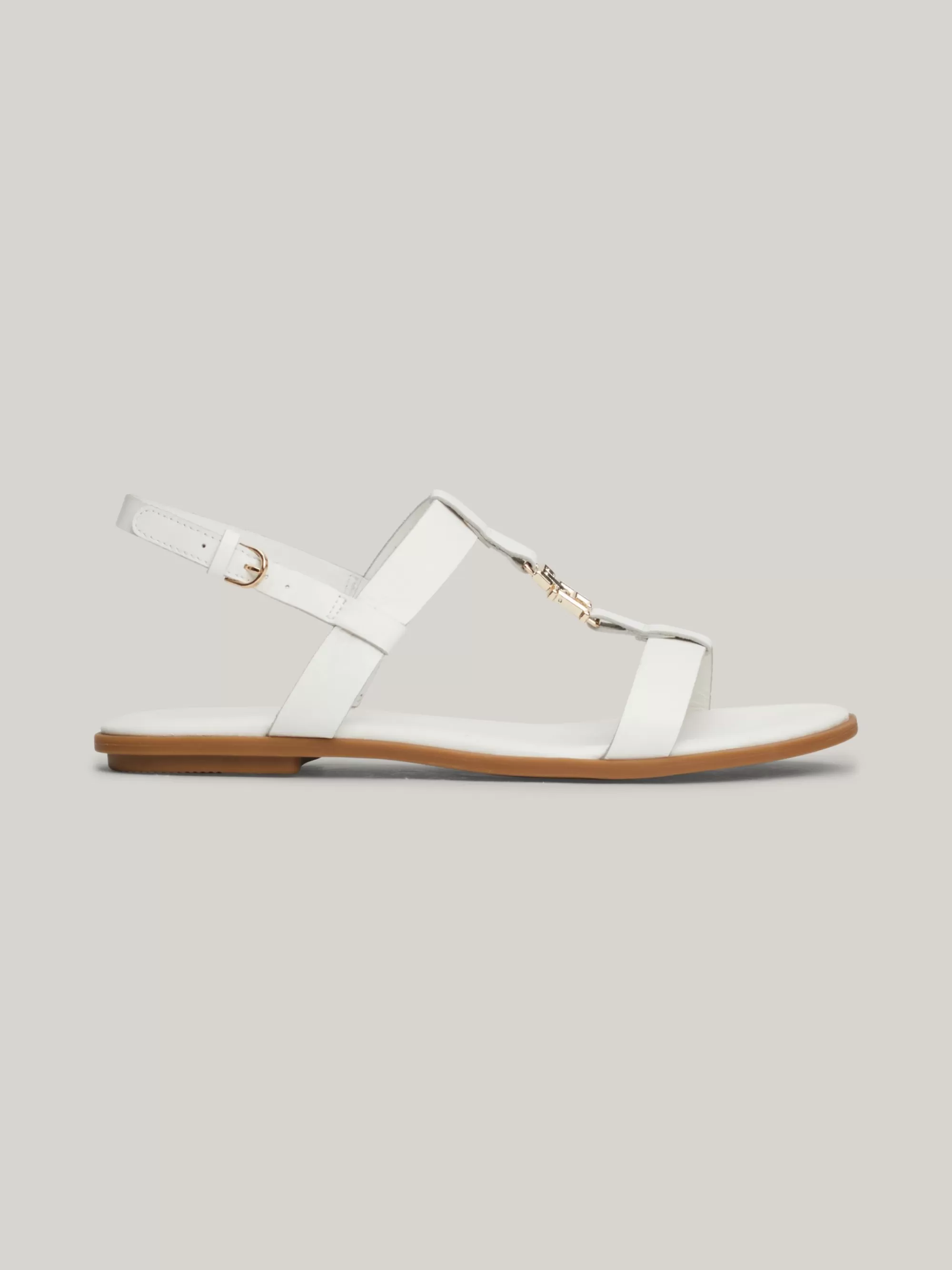 Sandalen*Tommy Hilfiger Leren Sandaal Met TH-monogram ECRU