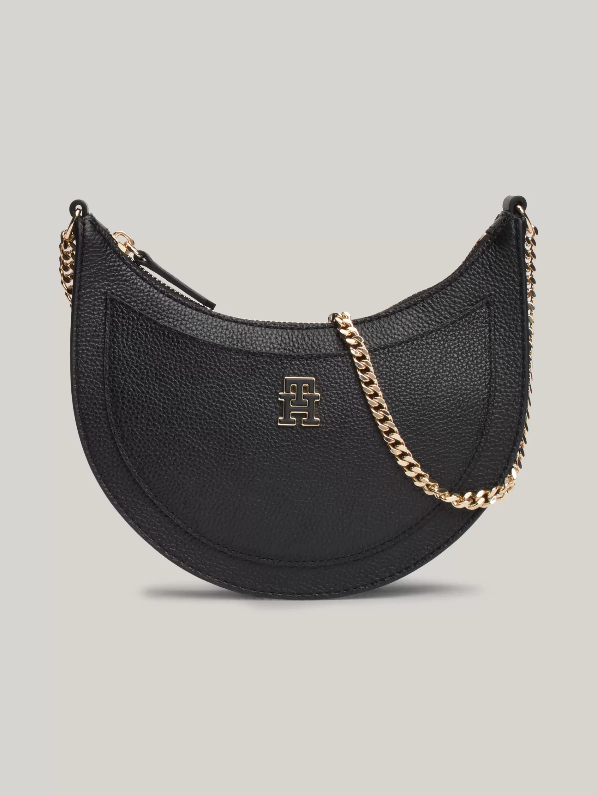 Schoudertassen*Tommy Hilfiger Leren Schoudertas Met Ketting BLACK