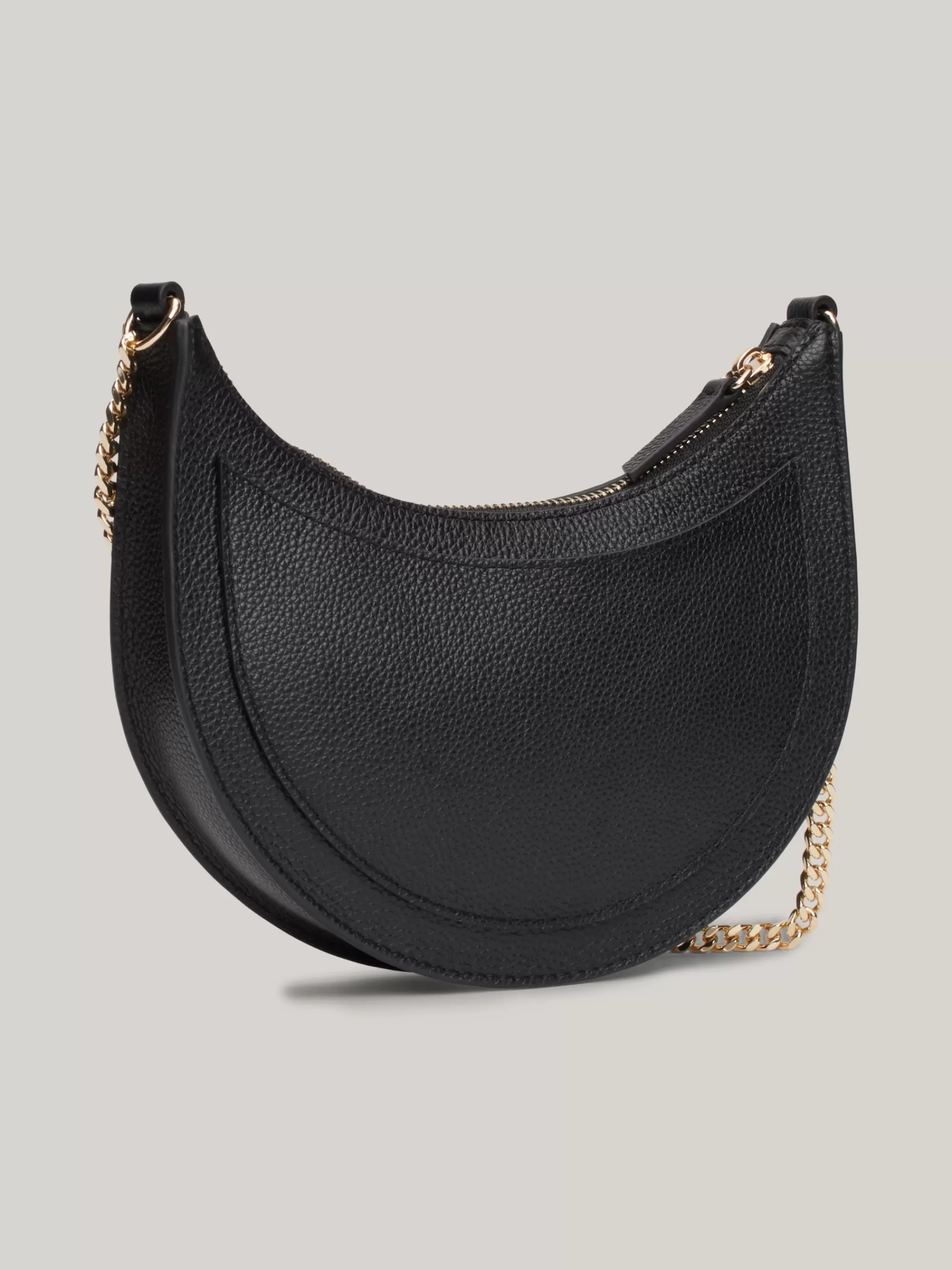 Schoudertassen*Tommy Hilfiger Leren Schoudertas Met Ketting BLACK