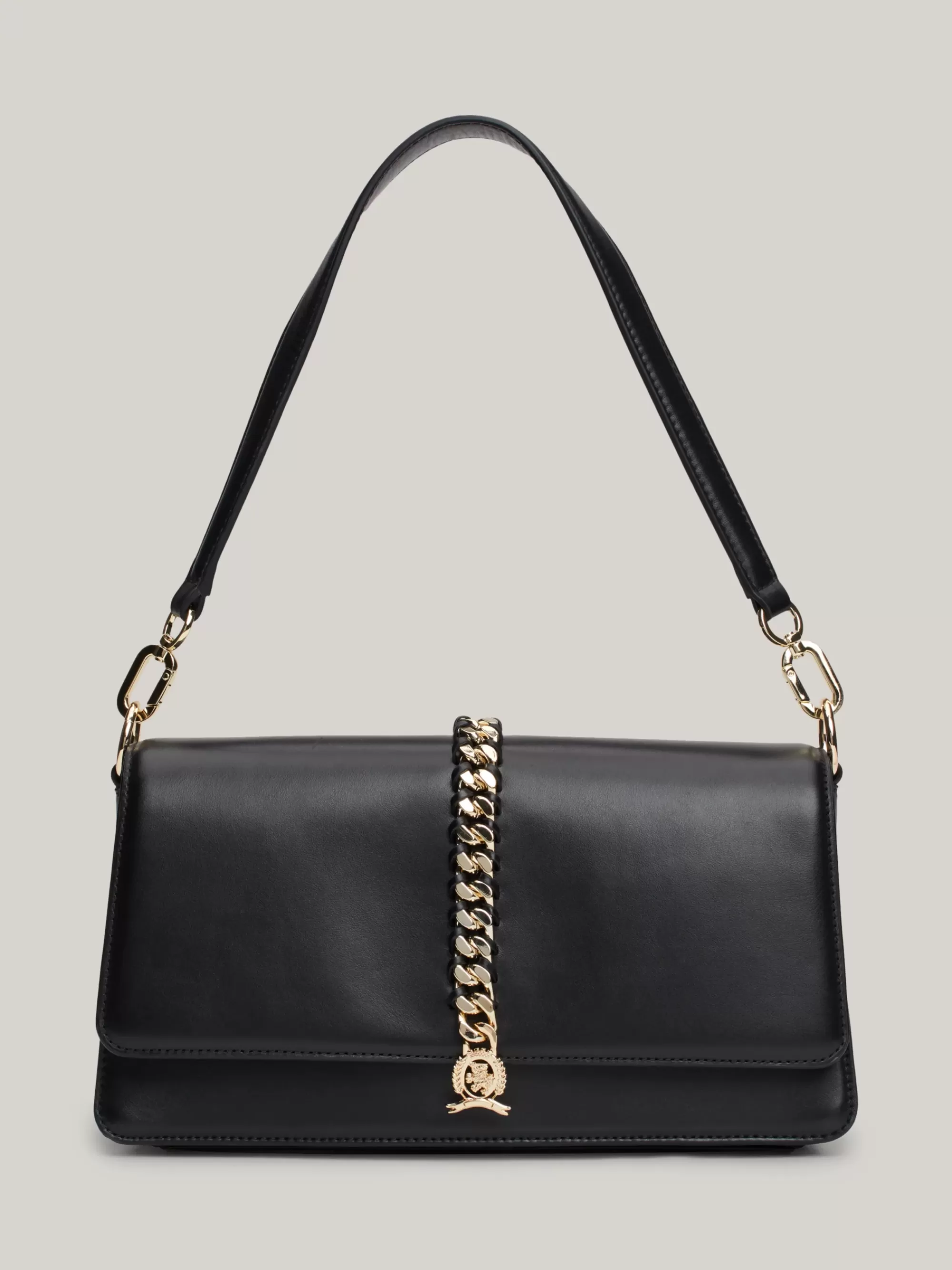 Schoudertassen*Tommy Hilfiger Leren Schoudertas Met Kettingdetail BLACK