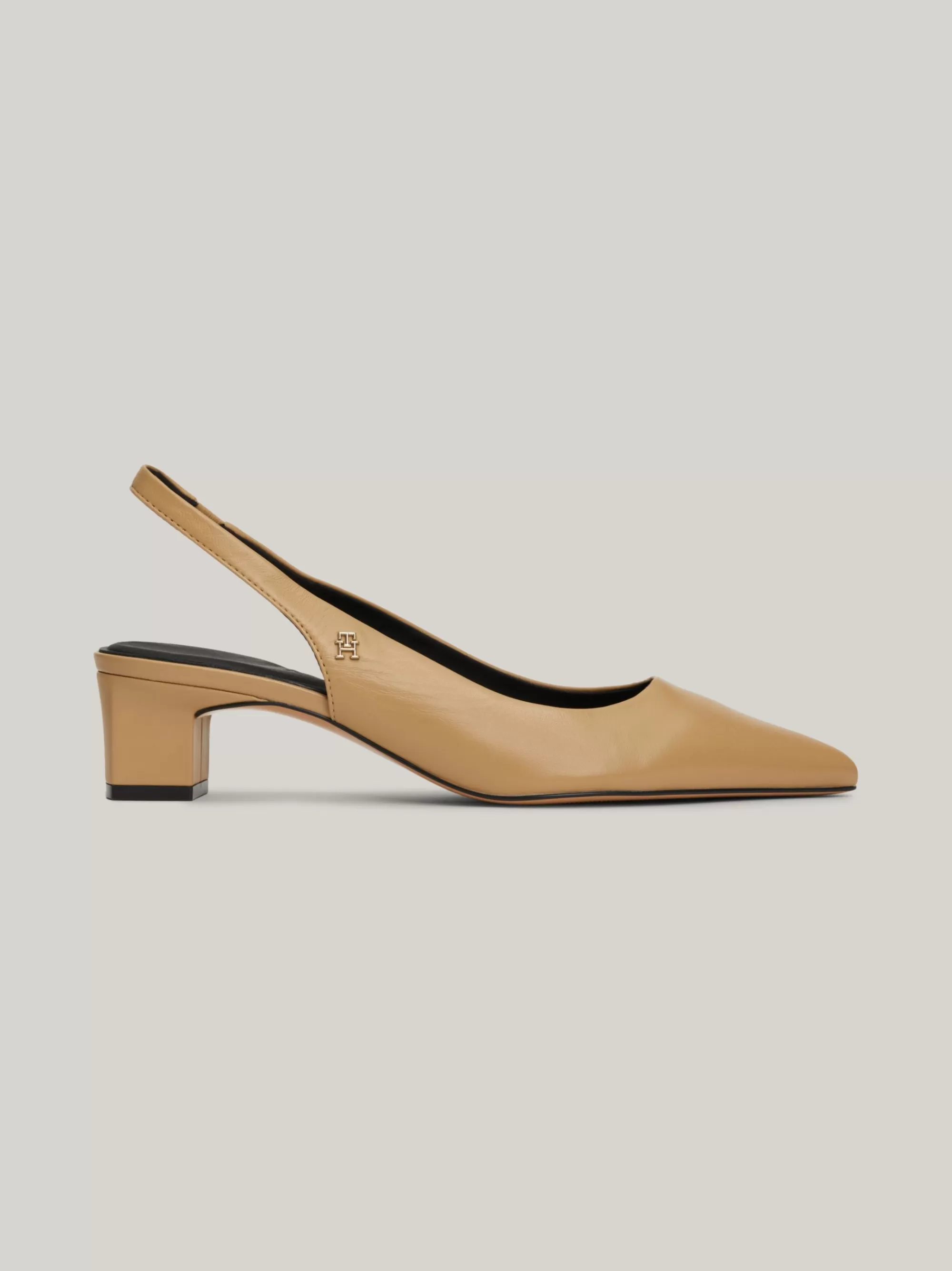Pumps*Tommy Hilfiger Leren Slingback-pump Met TH-monogram CLASSIC KHAKI