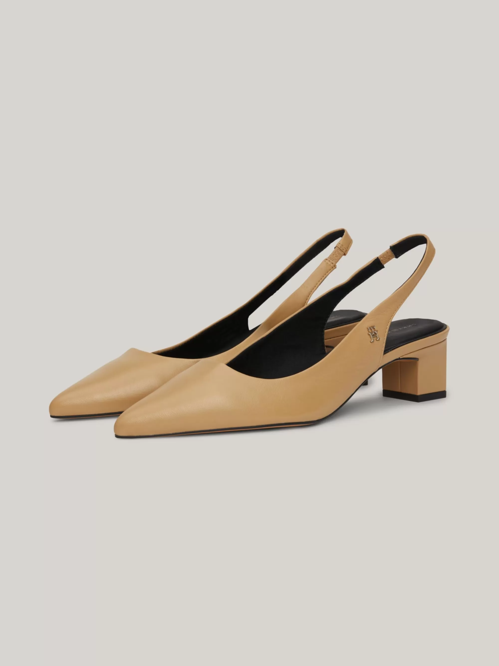 Pumps*Tommy Hilfiger Leren Slingback-pump Met TH-monogram CLASSIC KHAKI