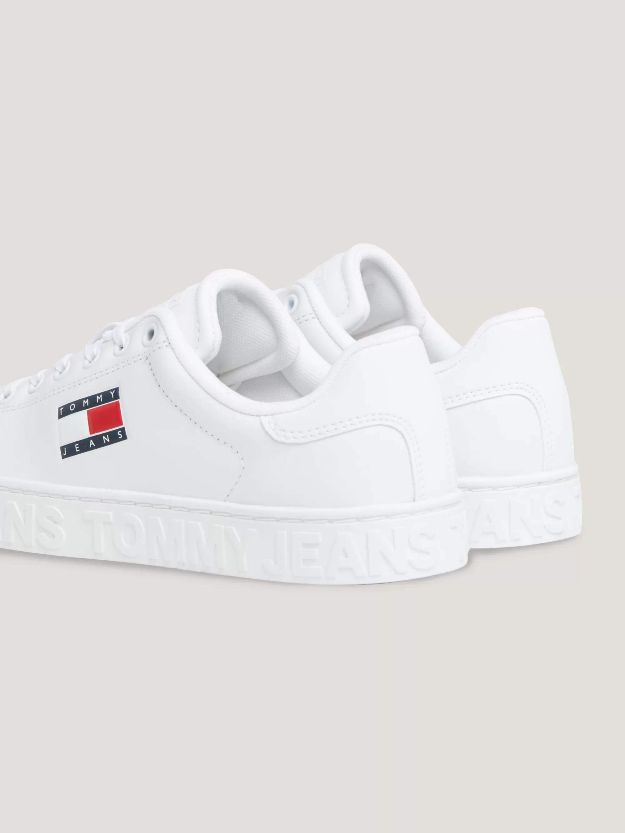 Sneakers*Tommy Hilfiger Leren Sneaker Met Badge WHITE