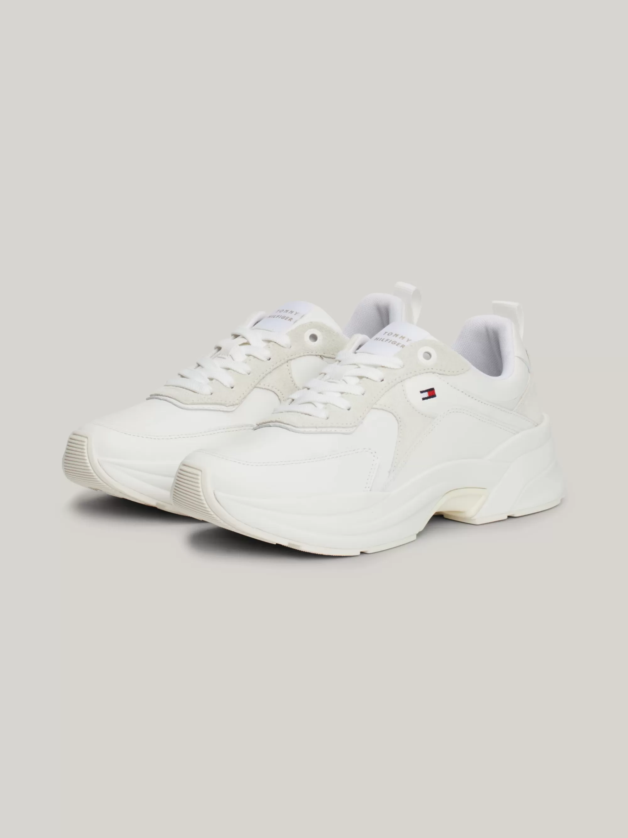 Sneakers*Tommy Hilfiger Leren Sneaker Met Chunky Zool WHITE