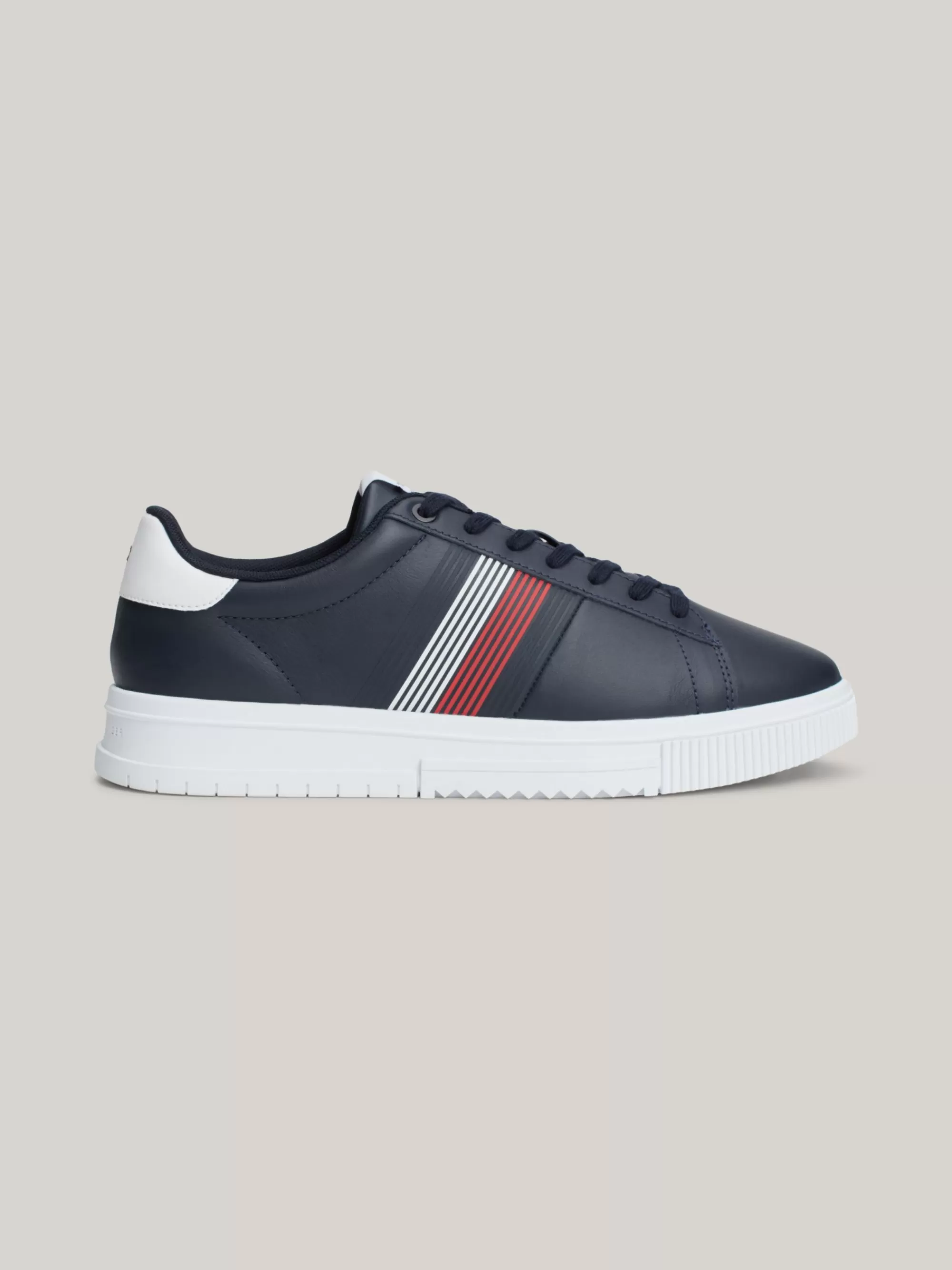 Sneakers*Tommy Hilfiger Leren Sneaker Met Contrasterende Hiel DESERT SKY
