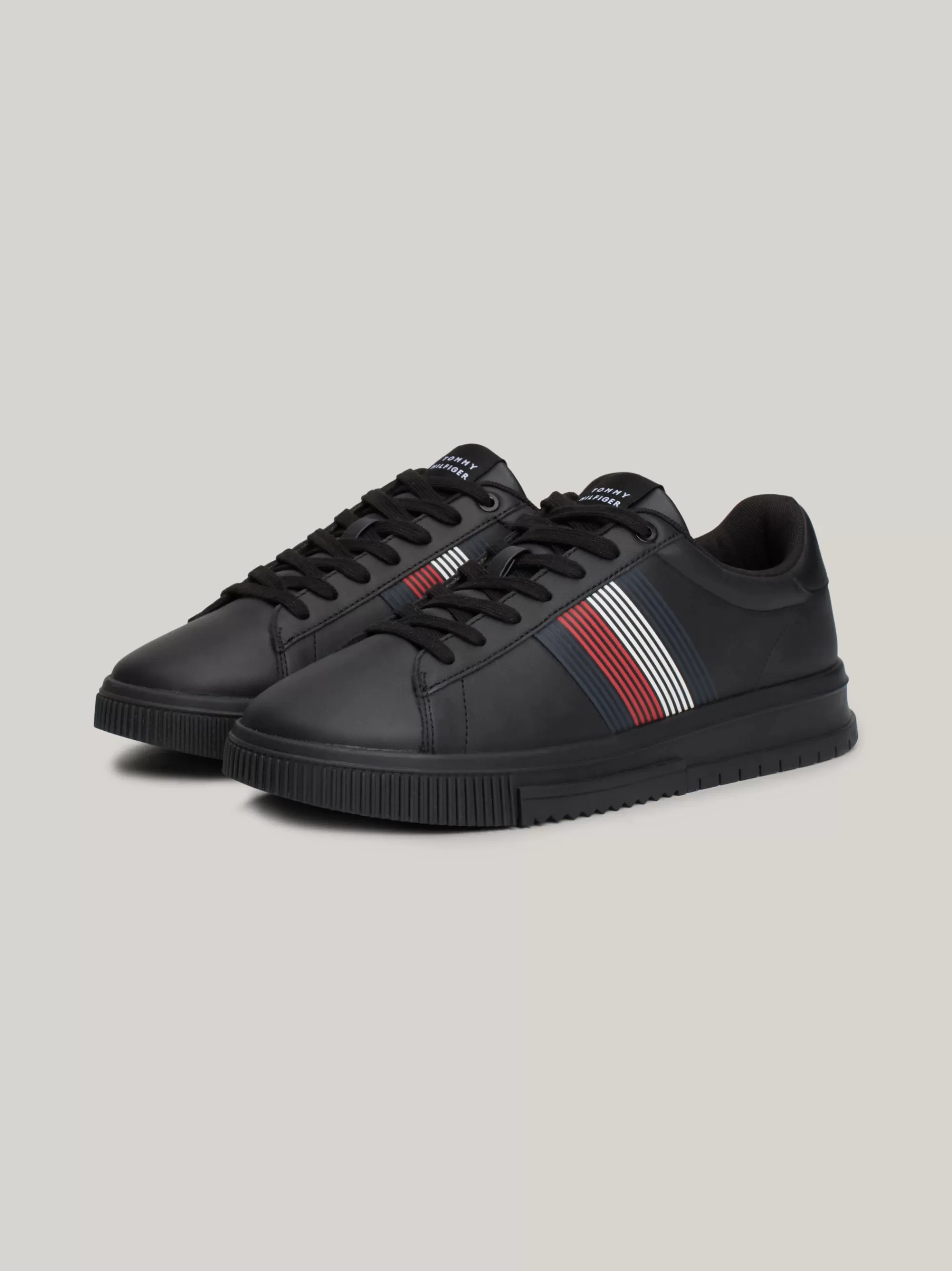 Sneakers*Tommy Hilfiger Leren Sneaker Met Contrasterende Hiel BLACK