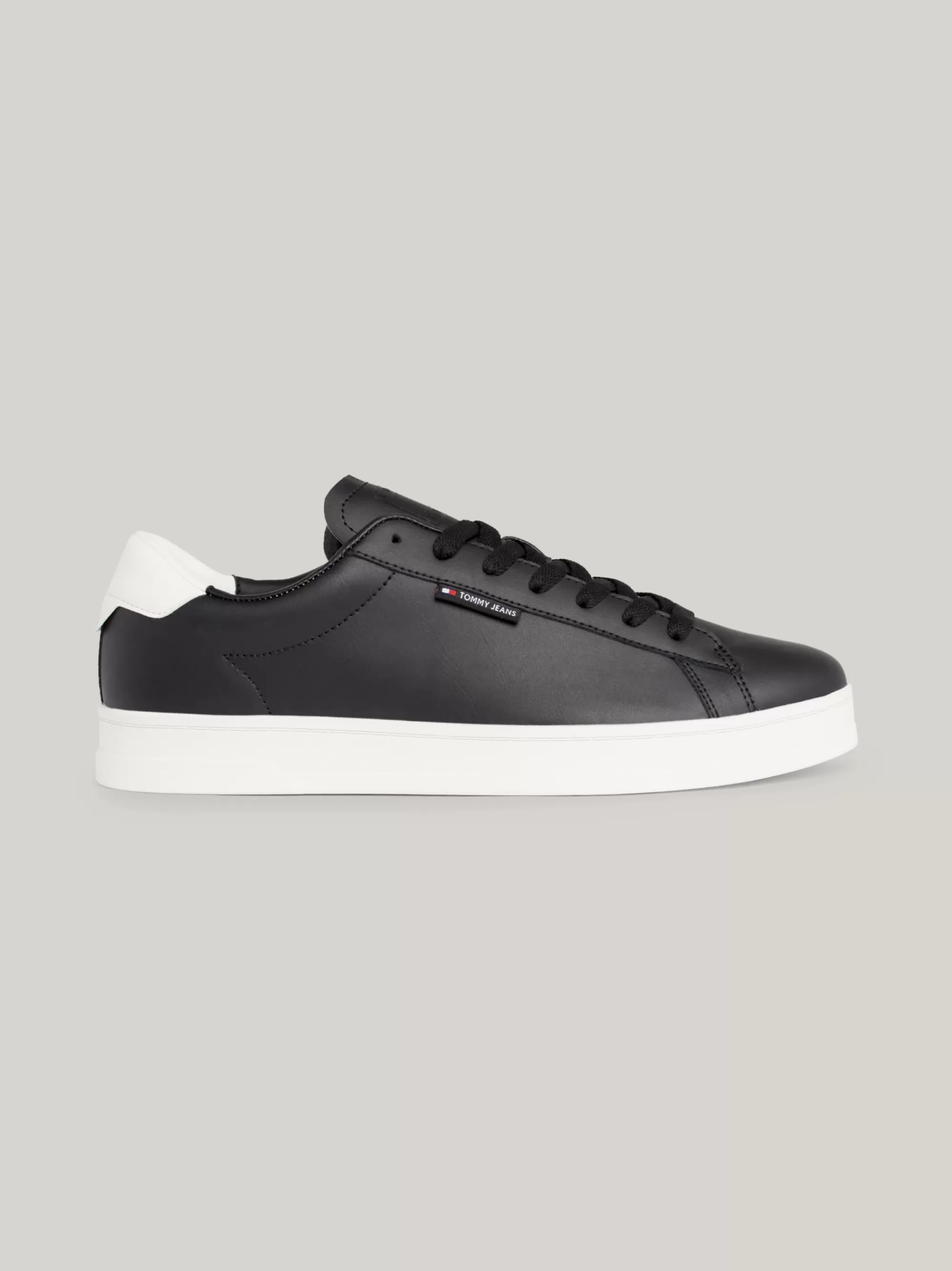 Sneakers*Tommy Hilfiger Leren Sneaker Met Cupsole BLACK