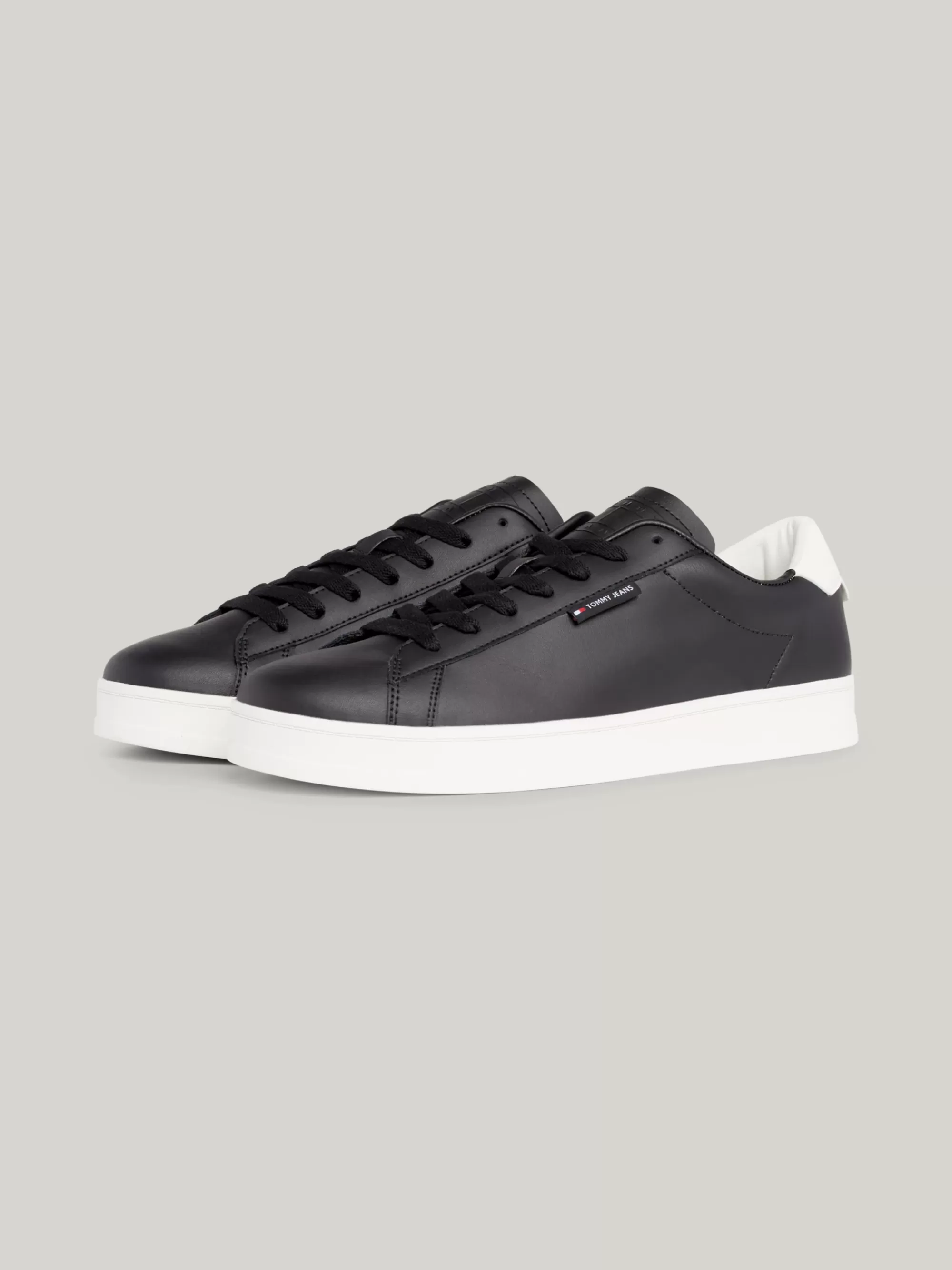 Sneakers*Tommy Hilfiger Leren Sneaker Met Cupsole BLACK