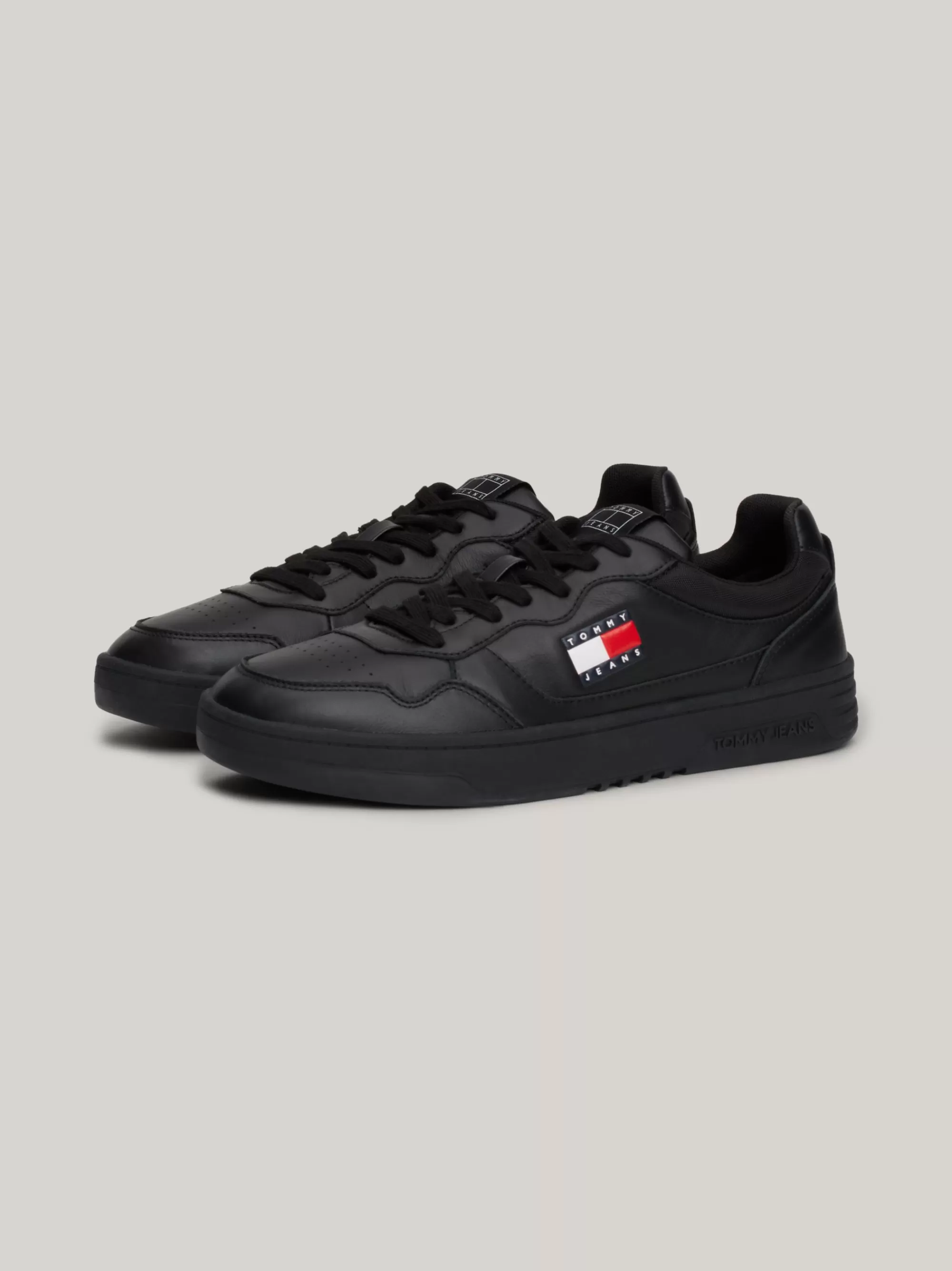 Sneakers*Tommy Hilfiger Leren Sneaker Met Cupsole En Logo BLACK