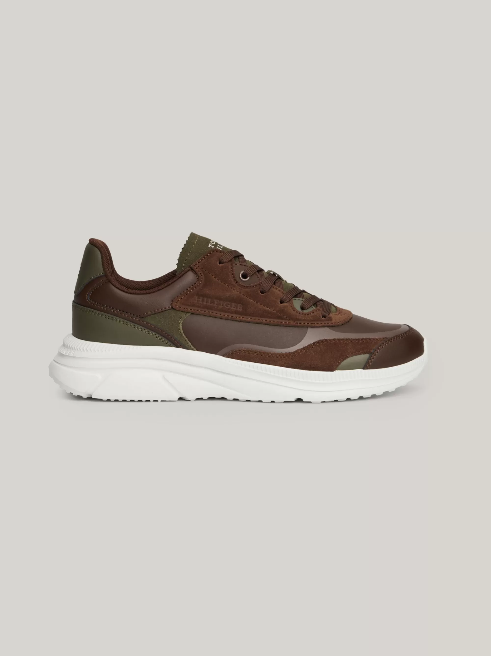 Sneakers*Tommy Hilfiger Leren Sneaker Met Gemengde Textuur COCOA
