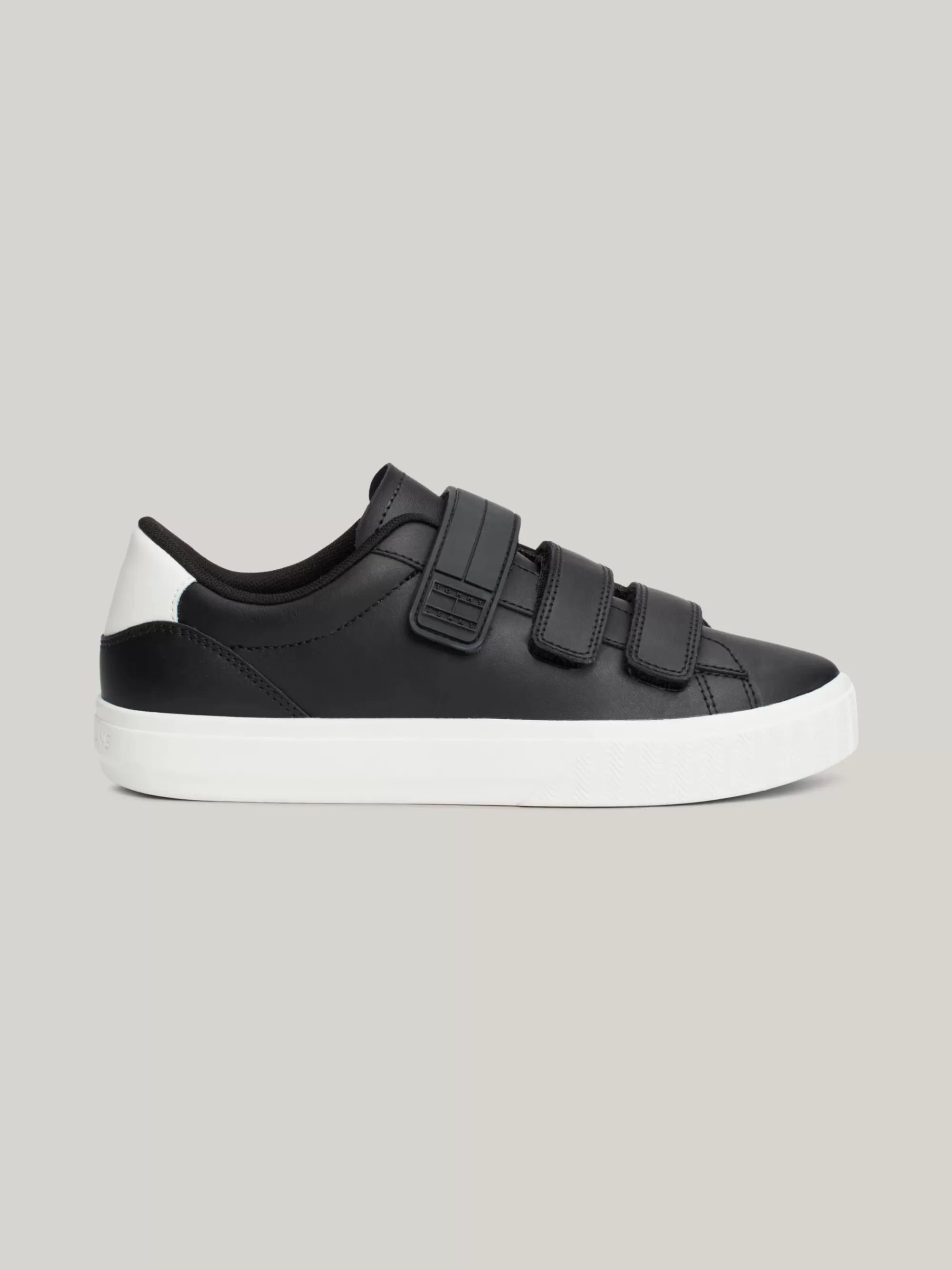 Sneakers*Tommy Hilfiger Leren Sneaker Met Klittenbandsluiting BLACK
