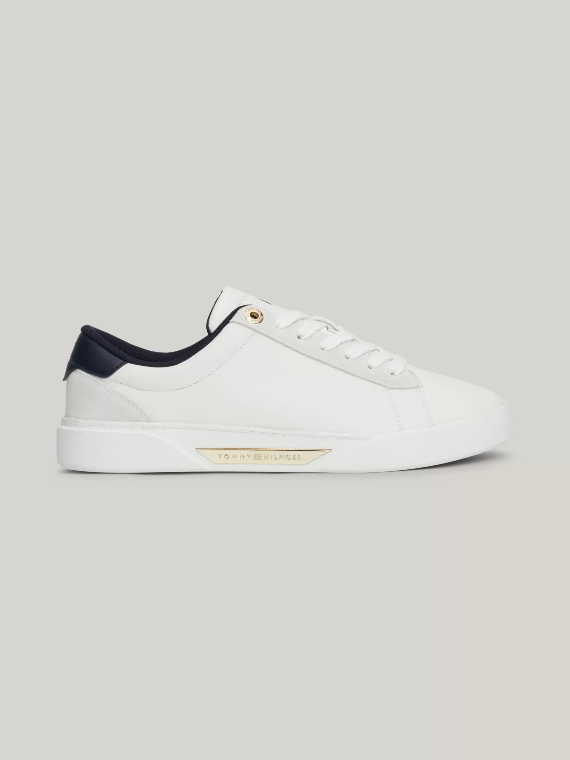 Sneakers*Tommy Hilfiger Leren Sneaker Met Metalen Hardware ECRU