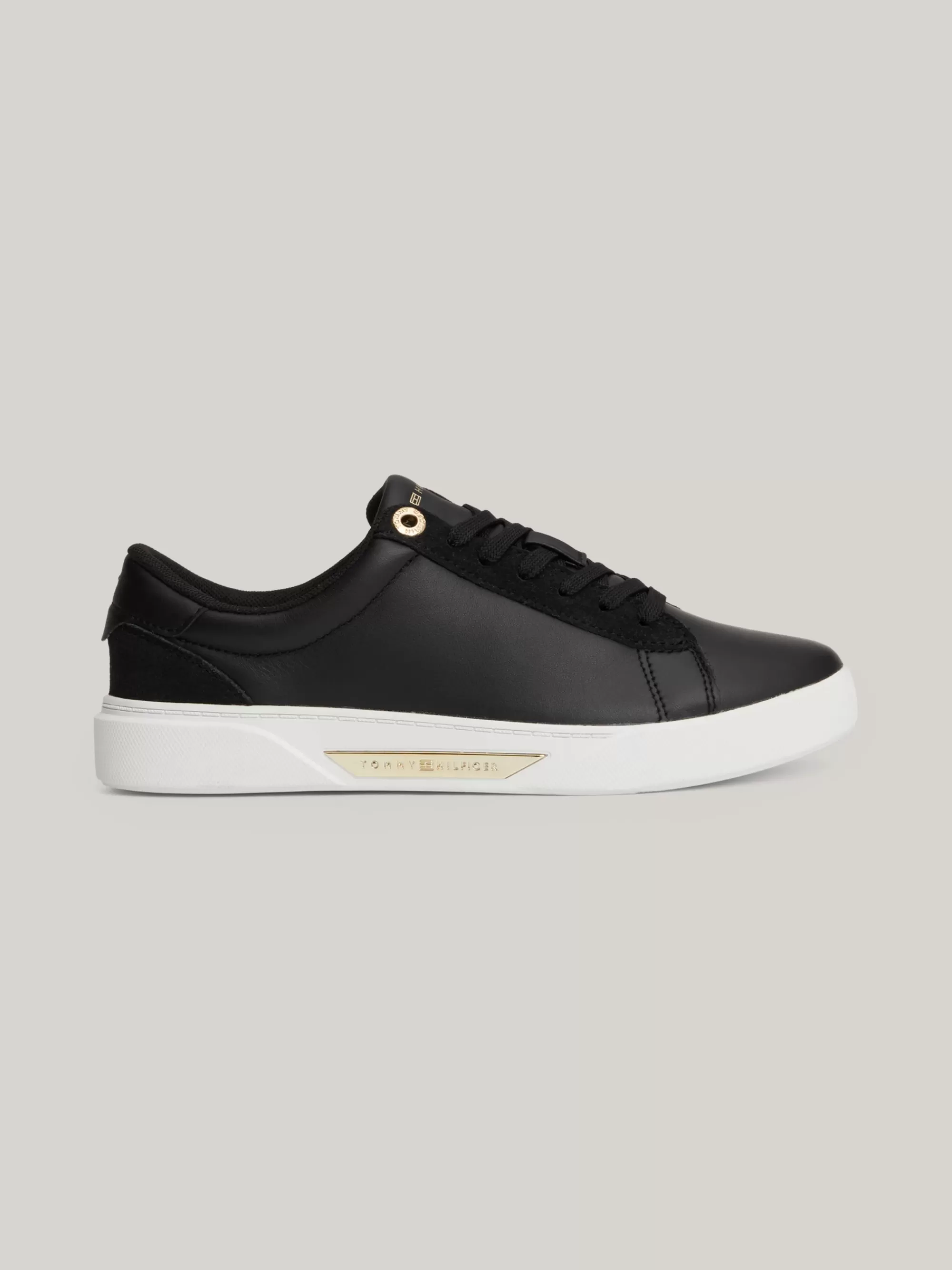 Sneakers*Tommy Hilfiger Leren Sneaker Met Metalen Hardware BLACK