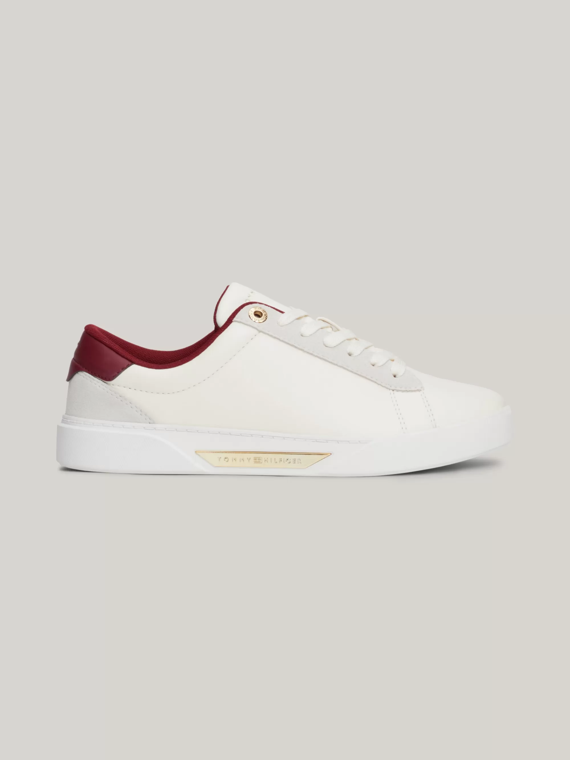Sneakers*Tommy Hilfiger Leren Sneaker Met Metalen Hardware ANCIENT WHITE